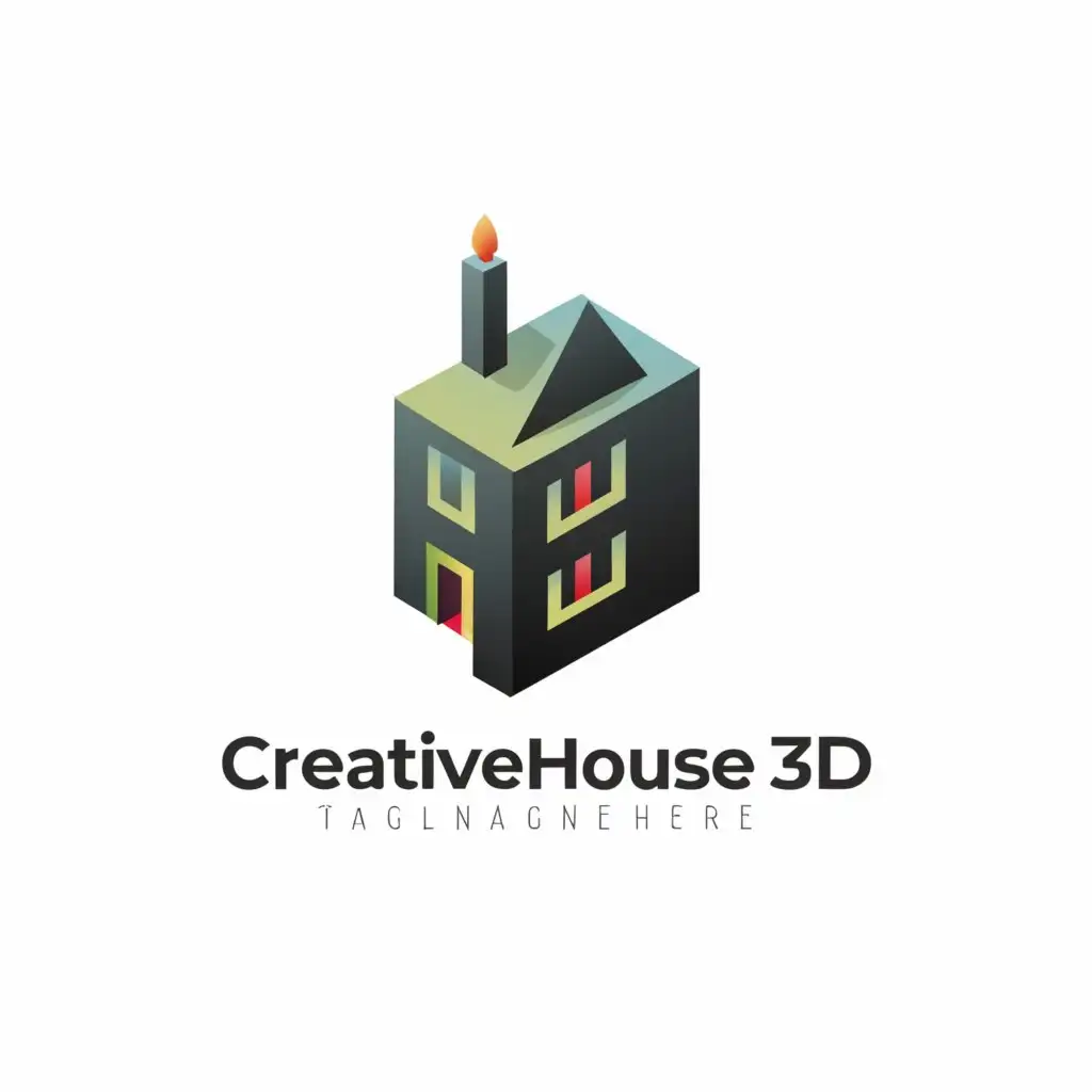 LOGO-Design-For-Creative-House-3D-Modern-3D-House-Emblem-on-Clear-Background