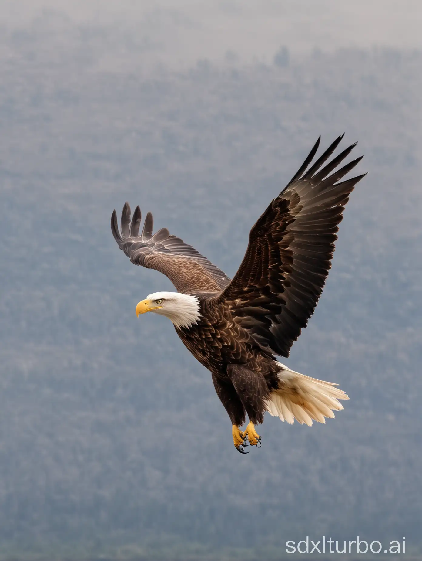 The eagle soars
