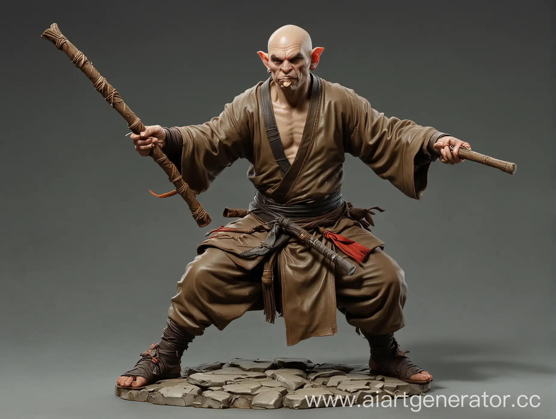 Monk-with-KungFu-Staff-and-HalfOrc-Drunken-Master-in-Bald-DnD-Scene