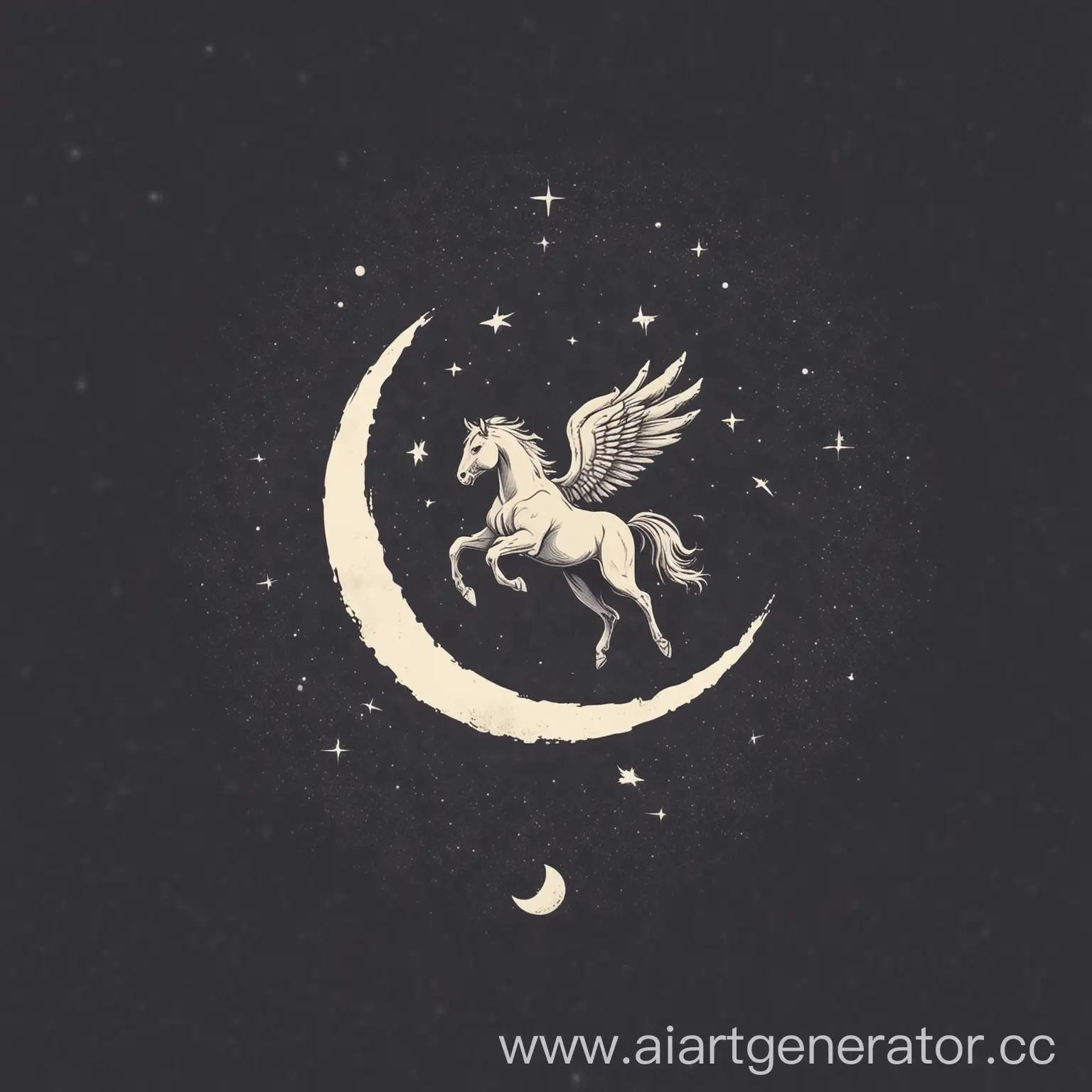 Minimalistic-Pegasus-Logo-Soaring-Against-Serene-Moonlit-Sky