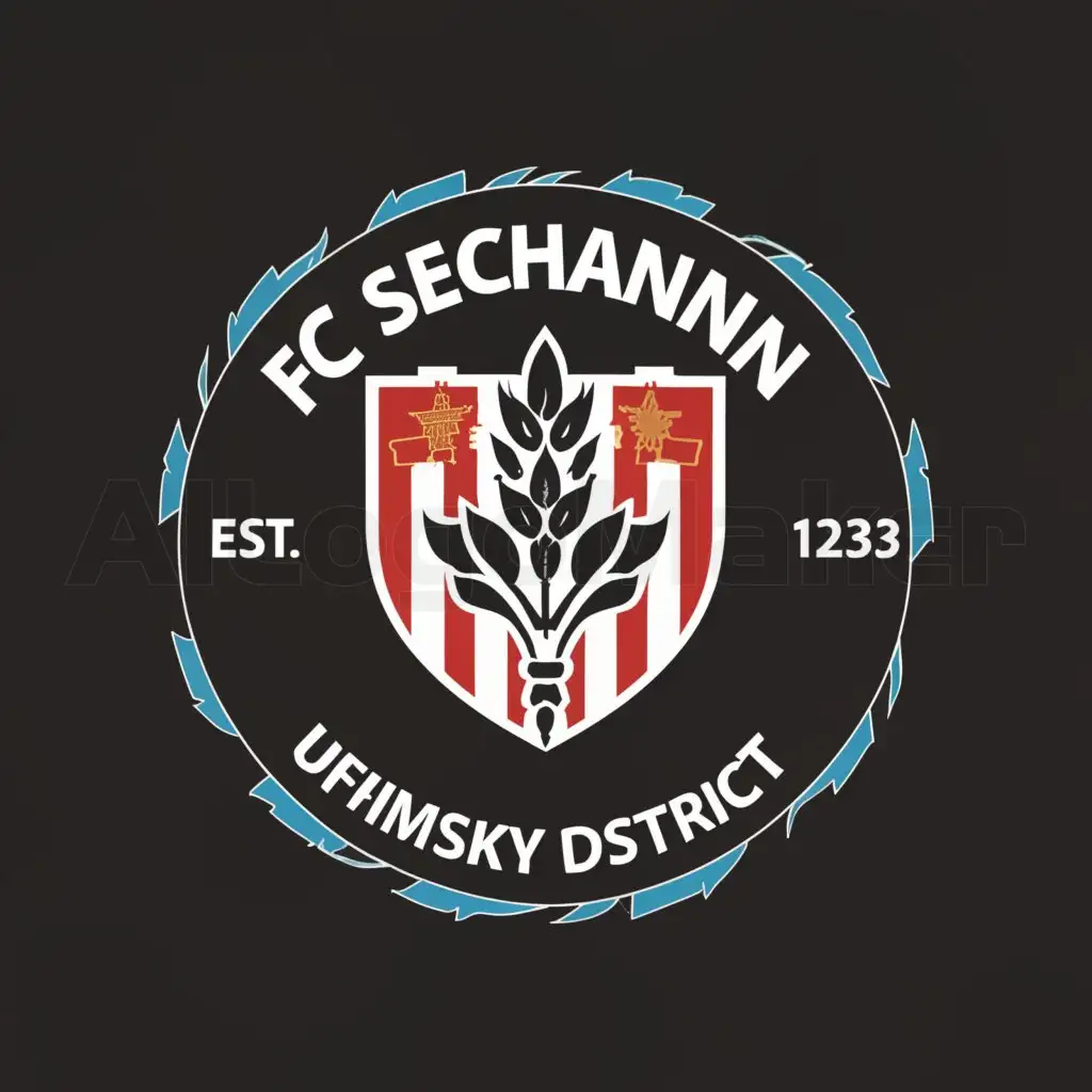 a logo design,with the text "FC Selchanin Ufimsky District", main symbol:shield, star, ear of grain, colors: red, green, light blue,Moderate,be used in Sports Fitness industry,clear background