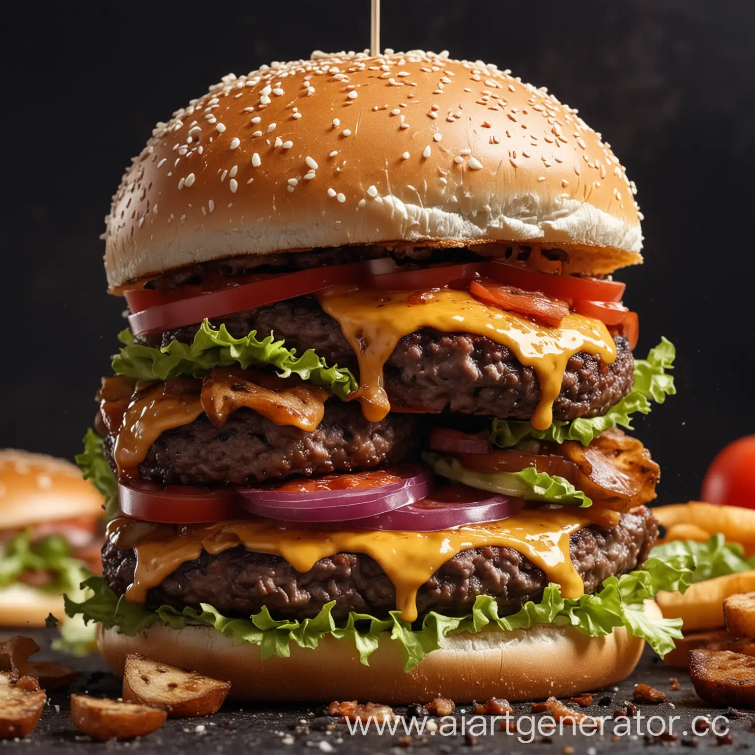 Juicy-and-Appetizing-Burger-Falling-Apart