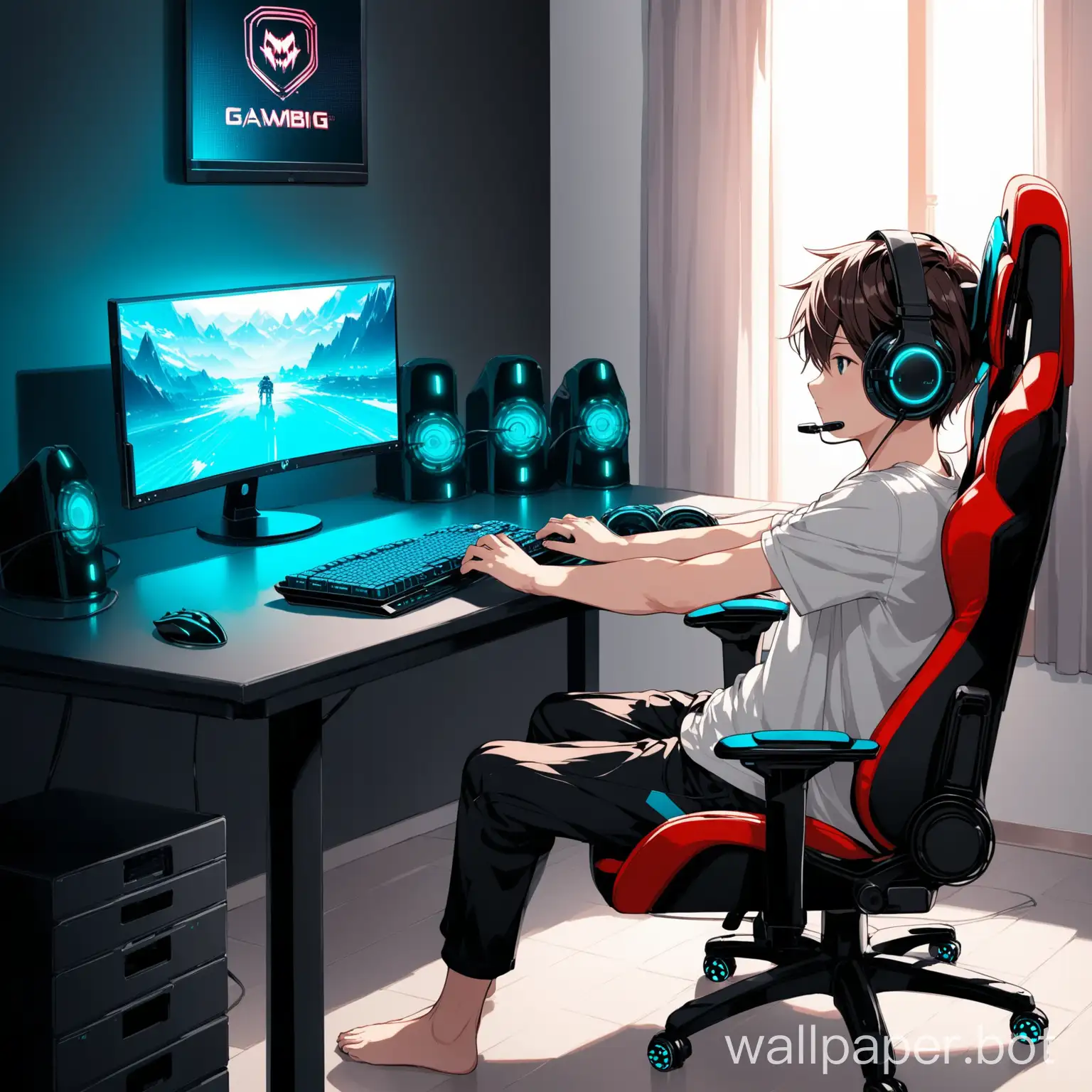 Boy-Sitting-on-Gaming-Chair-Using-Computer