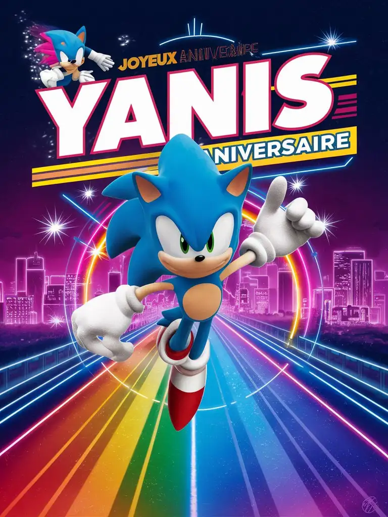 affiche Joyeux anniversaire YANIS, avec theme Super Sonic