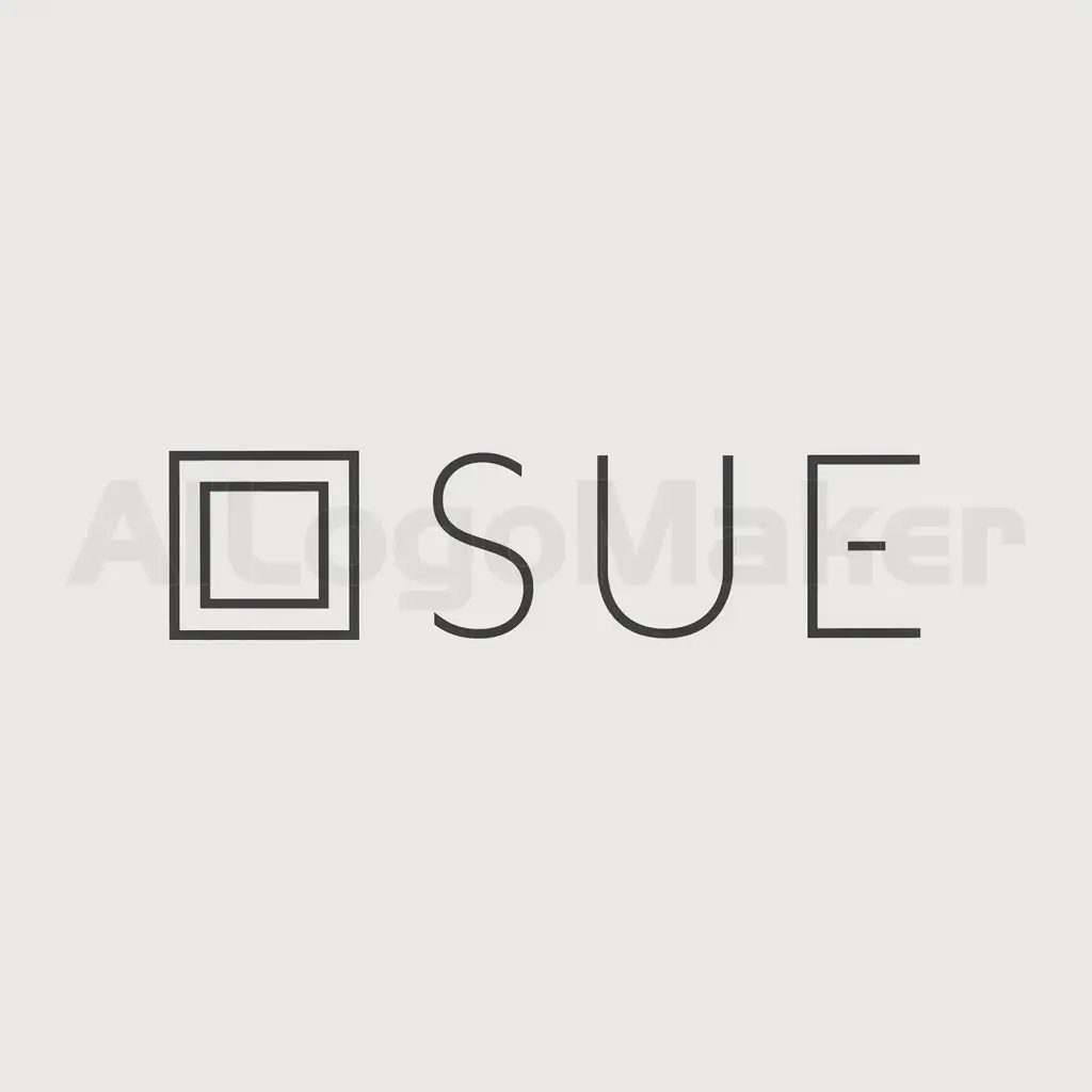 a logo design,with the text "Sue", main symbol:Square,Minimalistic,be used in Jewelry industry,clear background