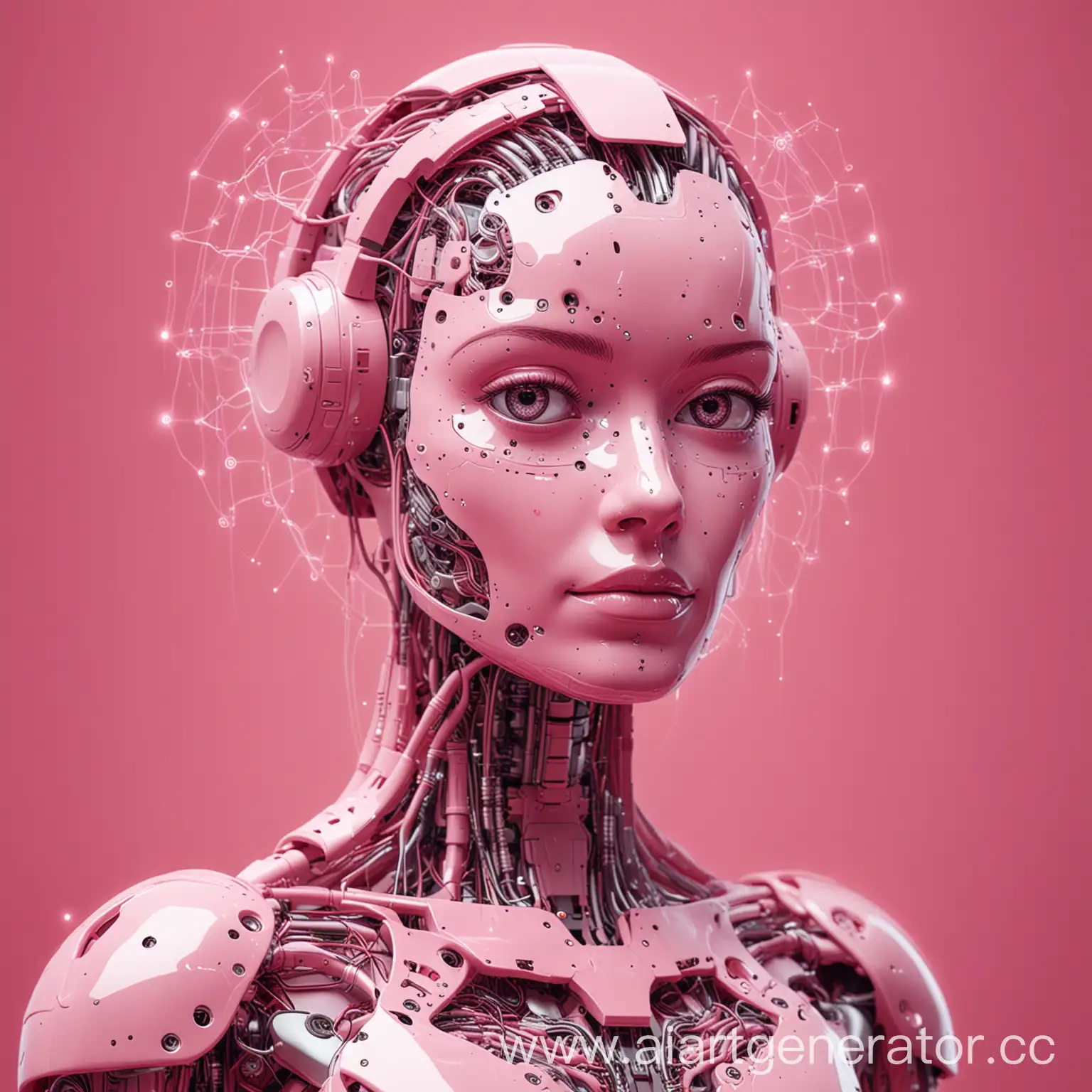 интегрирование искусственного интелекта в розовых тонах
