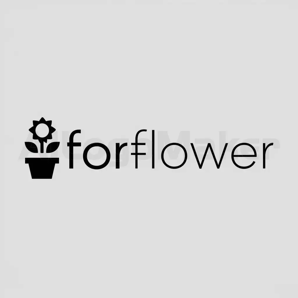 a logo design,with the text "ForFlower", main symbol:flower in a pot,Minimalistic,be used in Others industry,clear background