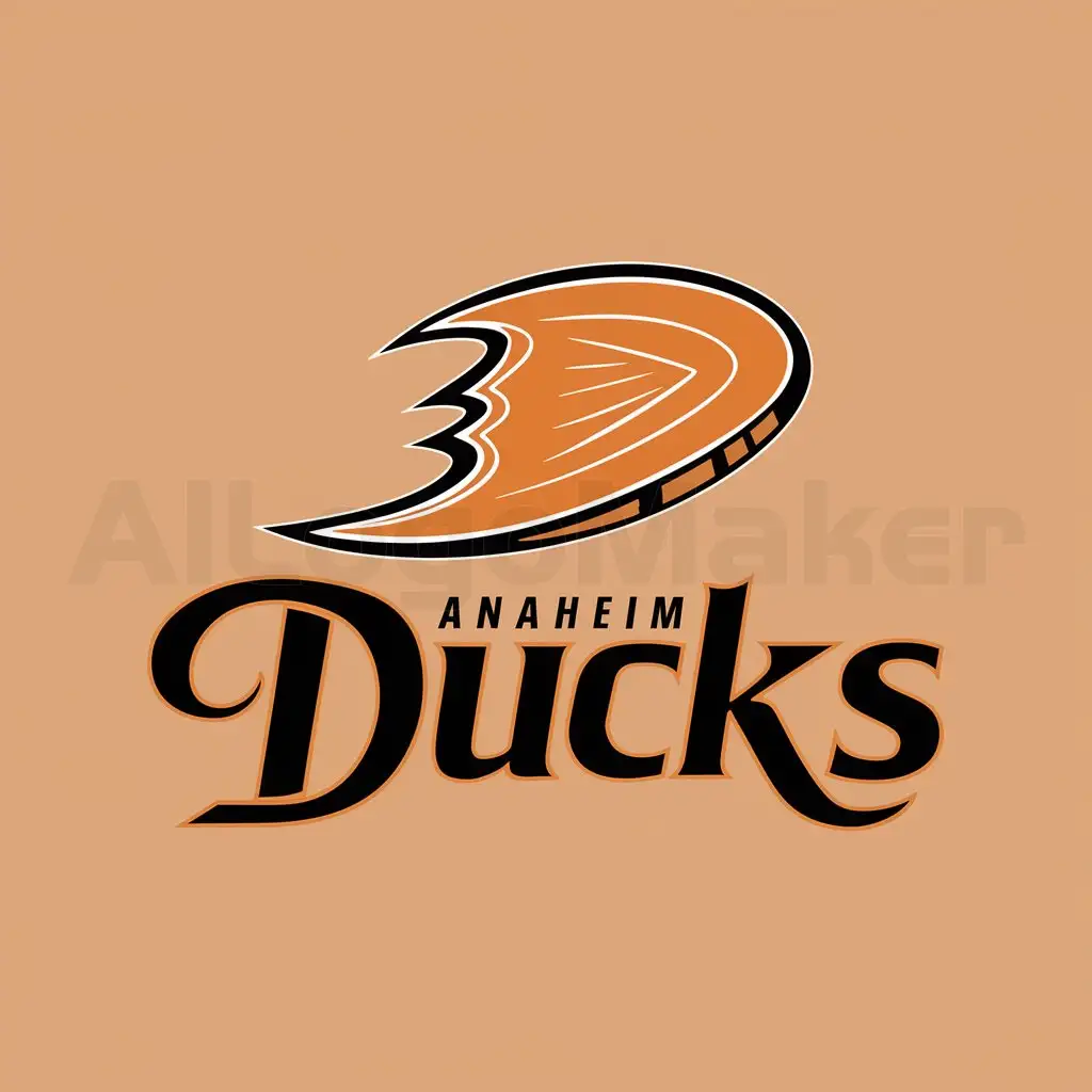 a logo design,with the text "Anaheim Ducks", main symbol:An orange outline of a duck's footprint with the wordmark 'Anaheim Ducks' in a duck font and in black text on a orange outline.,Moderate,clear background