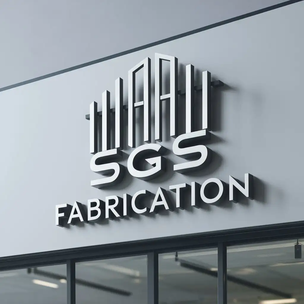 a logo design,with the text "SGS Fabrication", main symbol:this logo is modern and Simplicity. this logo should include imagery related to gates and steel is crucial. must be a logo on the shop signboard front side mockup,Moderate,clear background