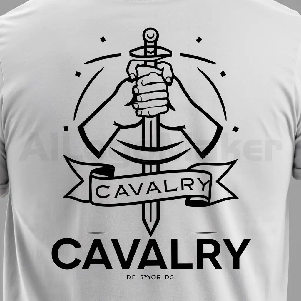 a logo design,with the text "logo_T-shirt", main symbol:Cavalry, couples, sword on back growd,Moderate,clear background