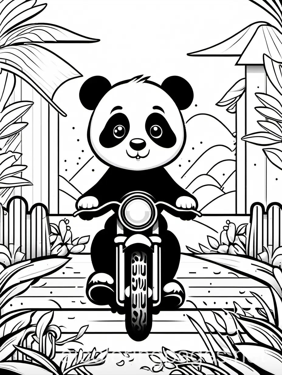 Adorable-Panda-Coloring-Page-with-Glasses-Black-and-White-Motorcycle-Adventure
