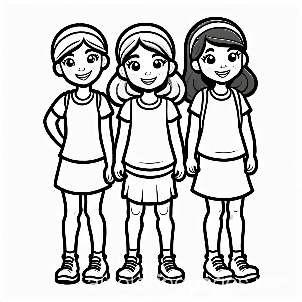 Three-Happy-10YearOld-Girls-Cartoon-Kids-Coloring-Page