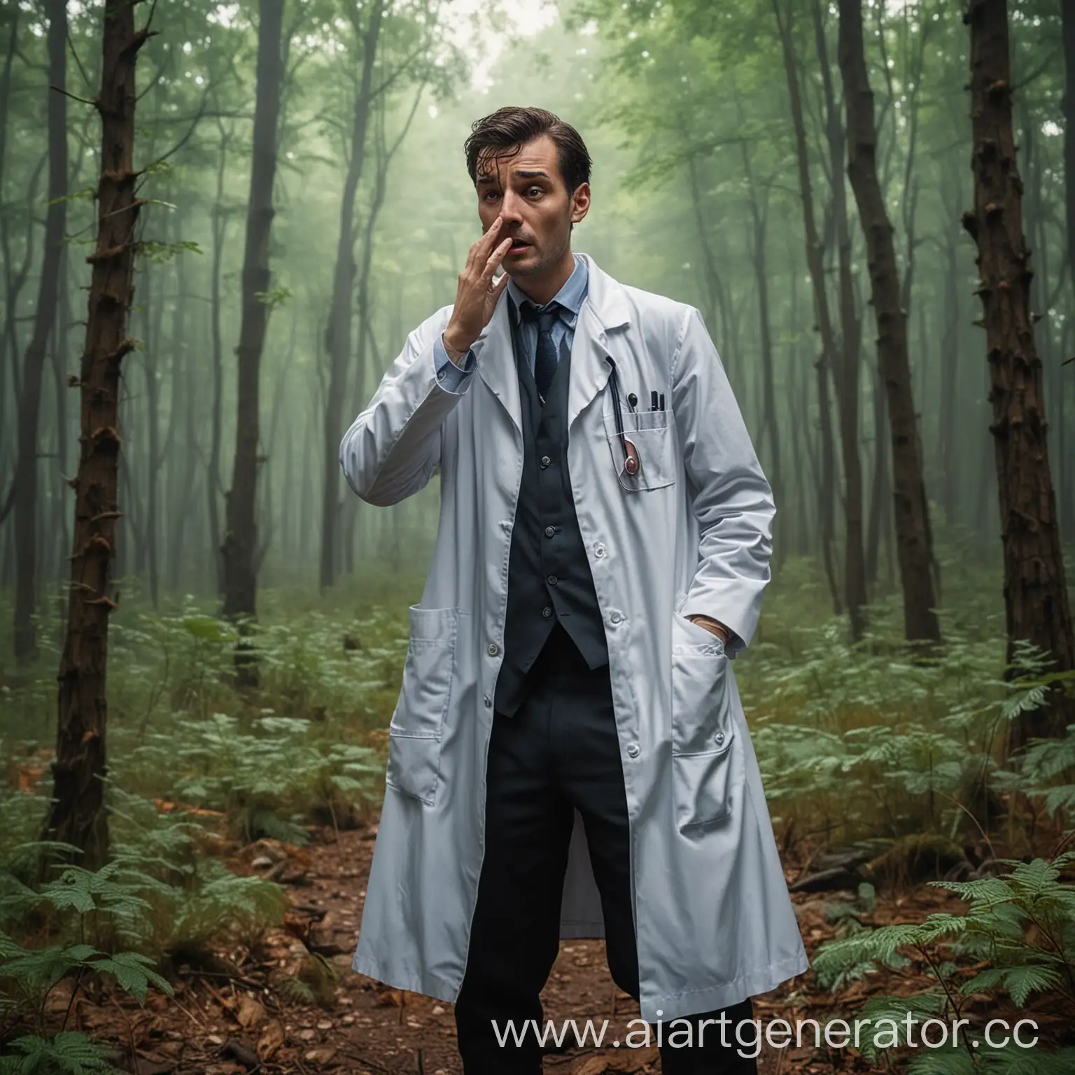узкий доктор плачет в лесу