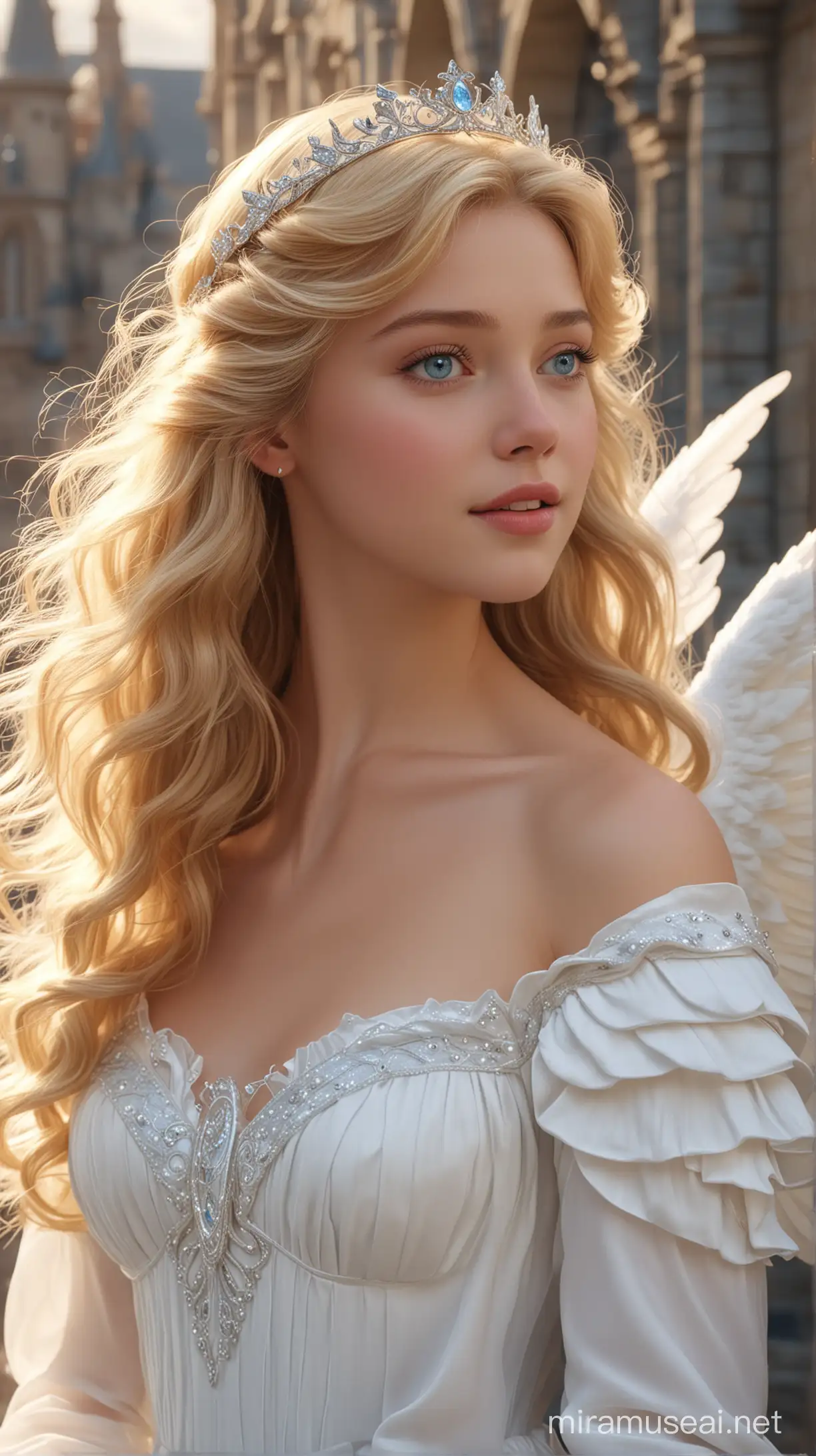 Disney Princess Aurora with Celestial Wings in Sky Background