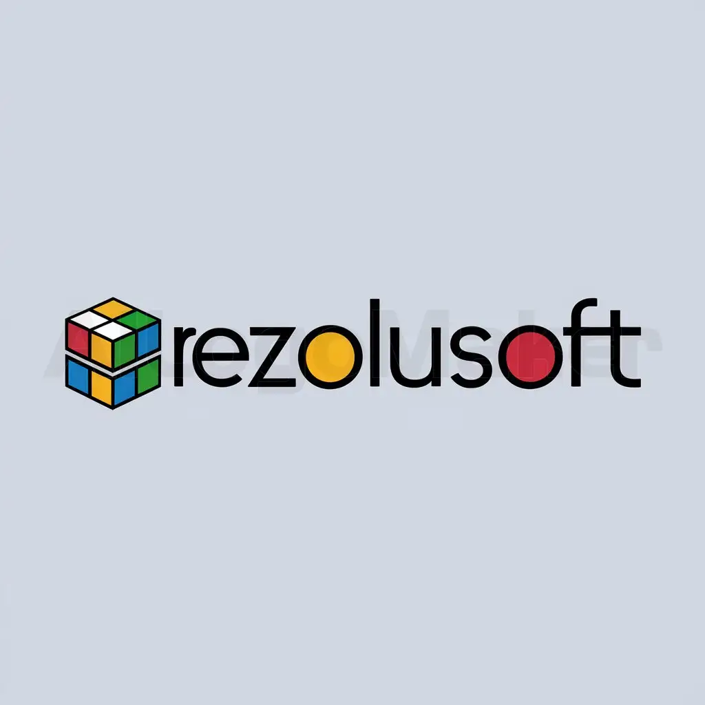 a logo design,with the text "Rezolusoft", main symbol:rubicscube,Minimalistic,clear background
