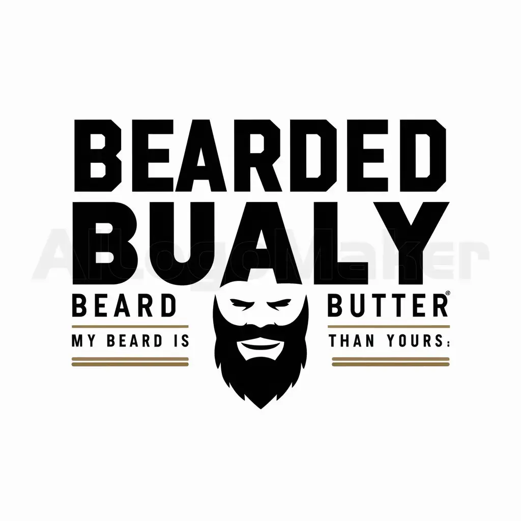 a logo design,with the text "Bearded Bully", main symbol:Create a black and gold text-based logo for my beard butter brand, Bearded Bully. The slogan 'My Beard Is Bigger Than Yours' should also be included.,Moderate,be used in Others industry,clear background