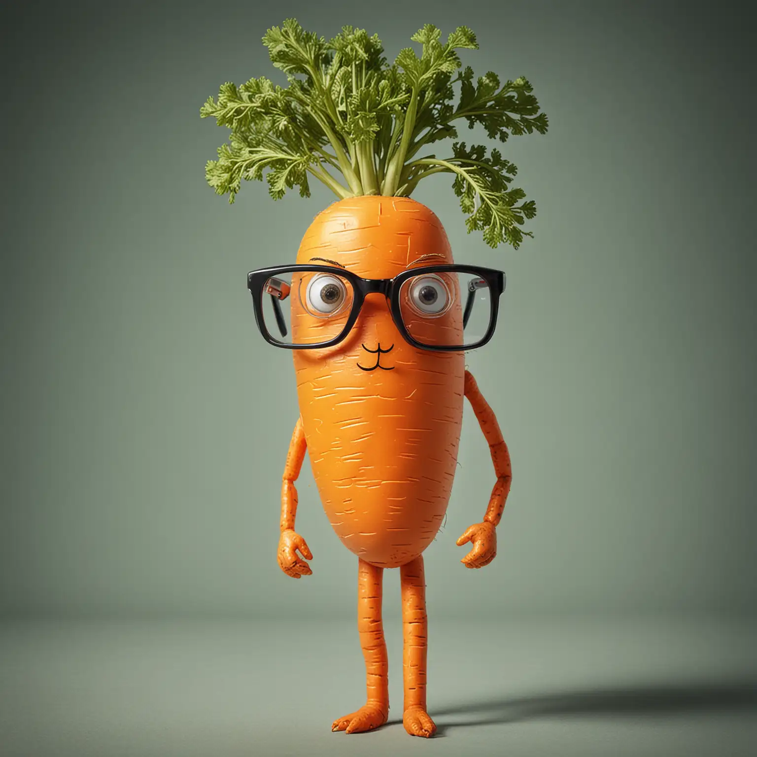 Carrot Character with Glasses and Legs