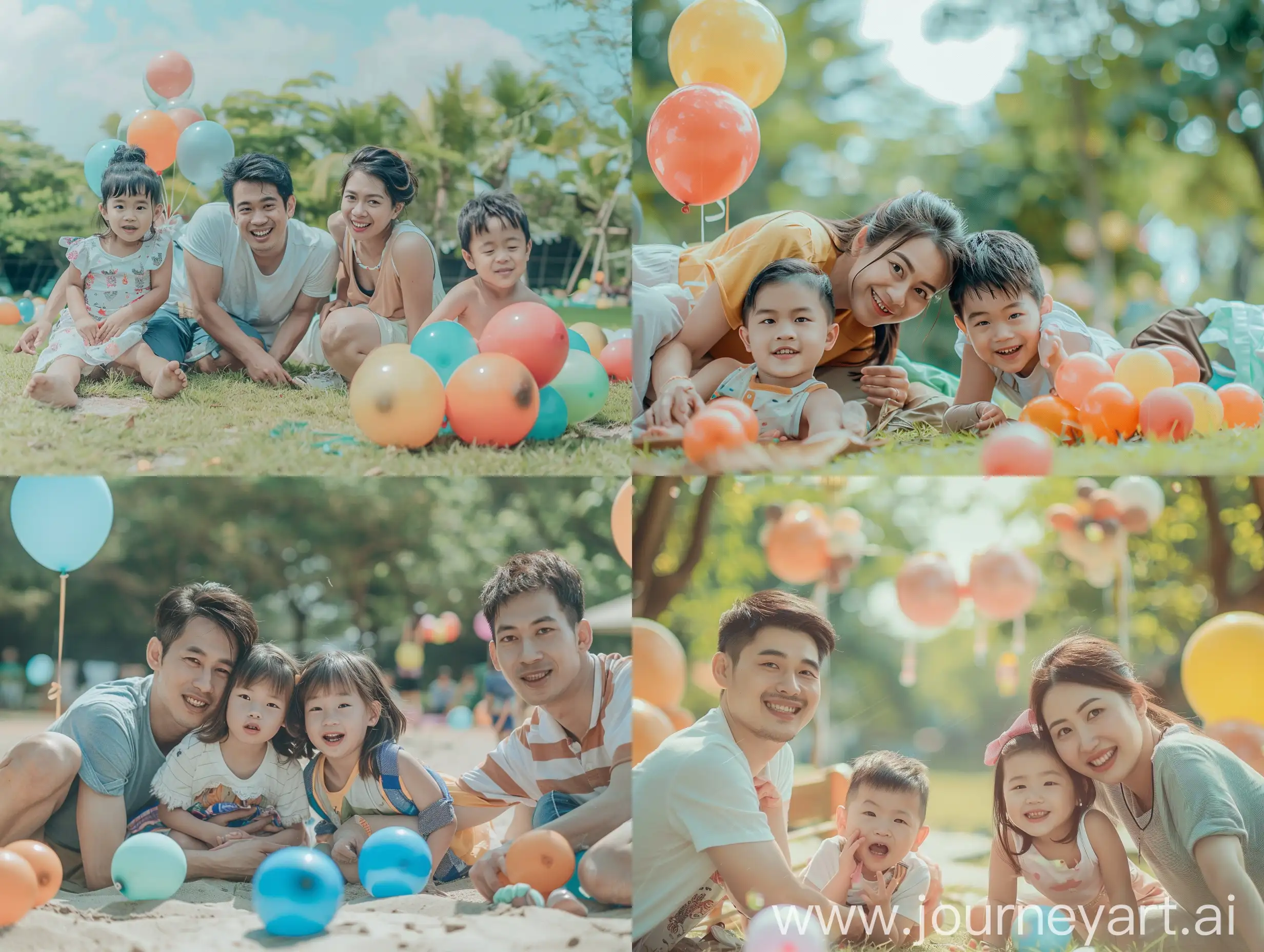 Cheerful-Family-Fun-Outdoors-with-Balloons-Joyful-Moments-Captured-in-High-Definition