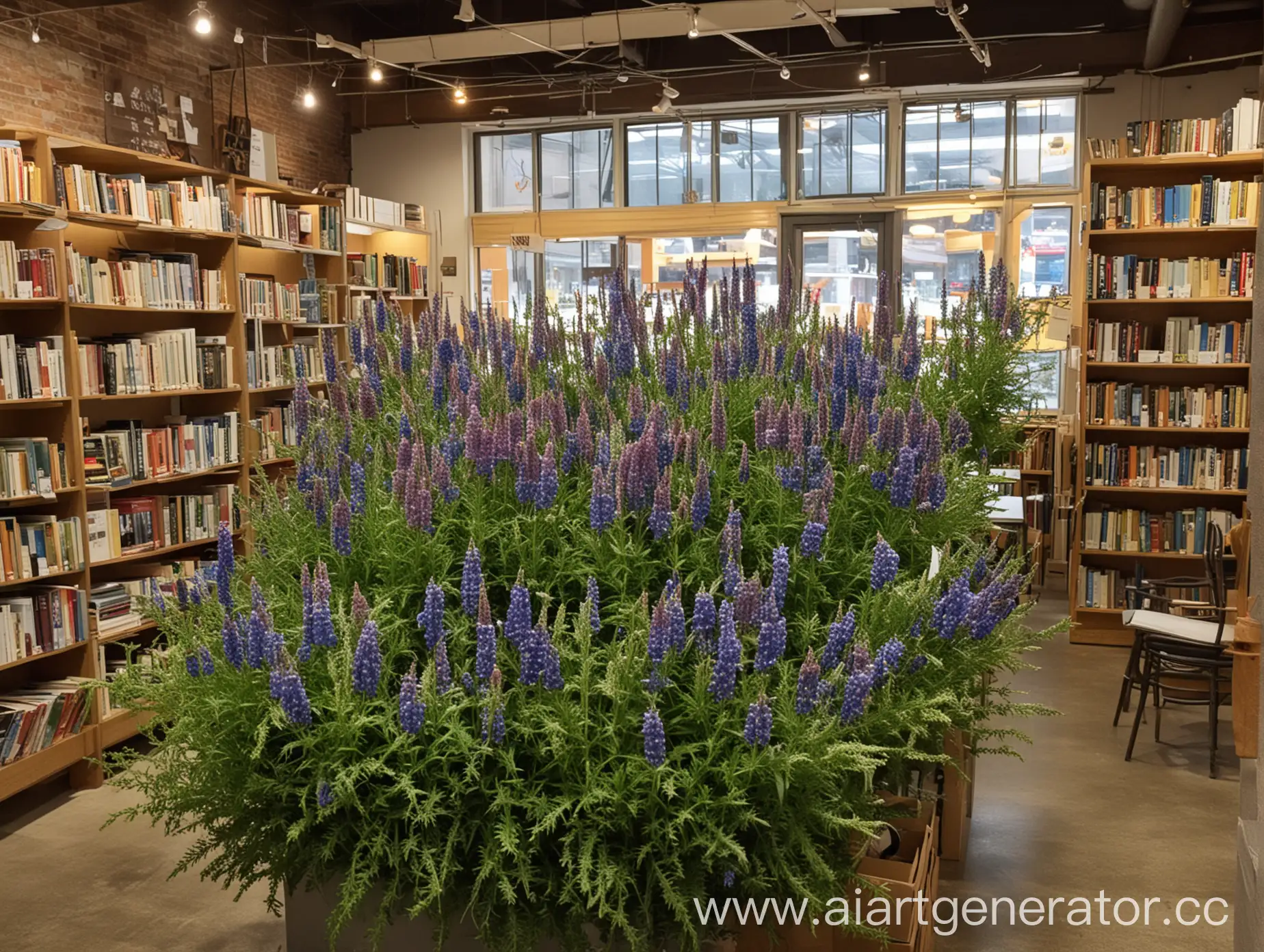 Bookstore-Decoration-with-Hyssop-Flowers
