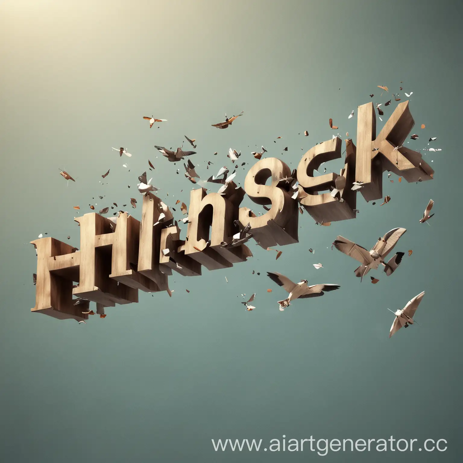 3D word "HlebusheK" flying