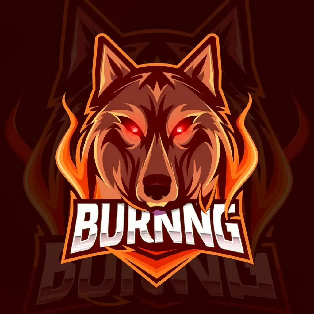 a logo design,with the text "Burning", main symbol:wolf,Moderate,clear background