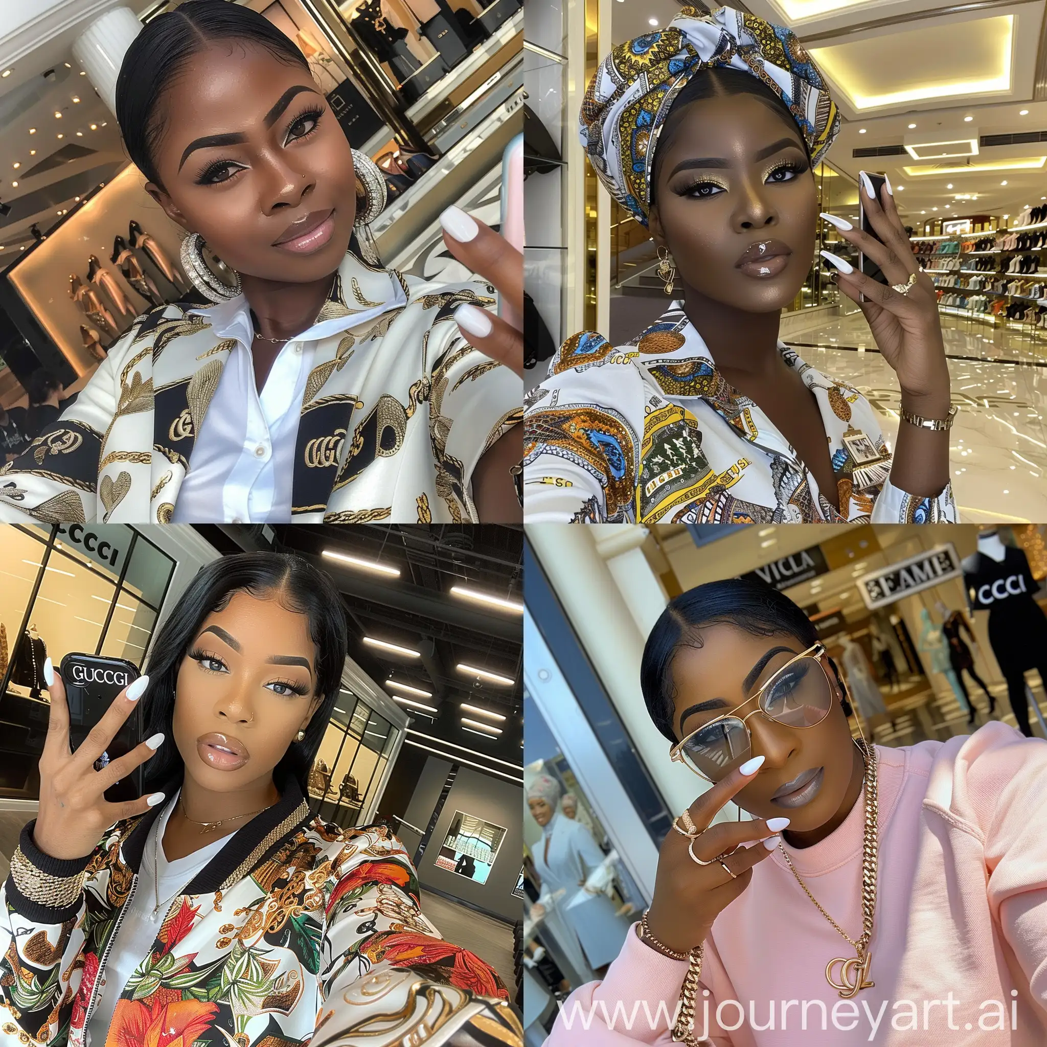 Stylish-Black-Woman-Taking-Selfie-at-HighEnd-Heels-Store