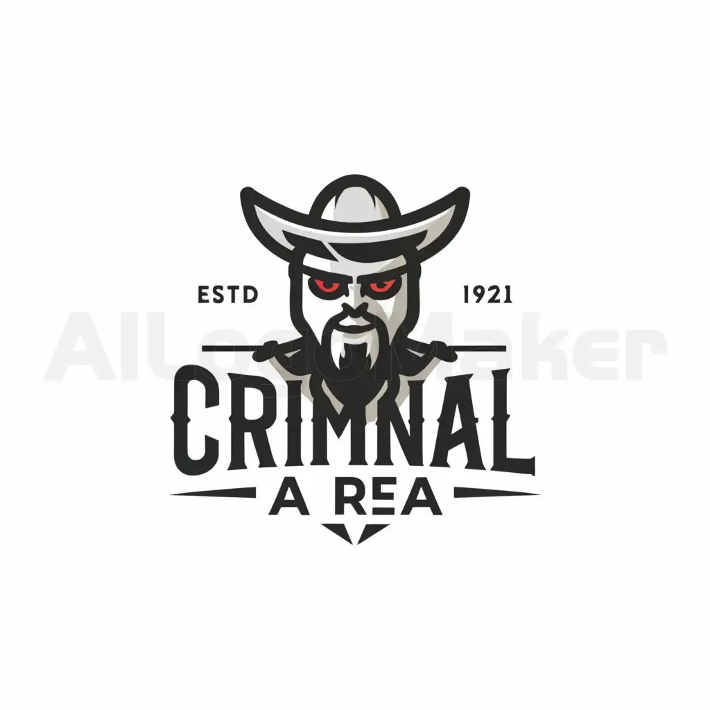 a logo design,with the text "CRIMINAL AREA", main symbol:Bandit ,Moderate,clear background