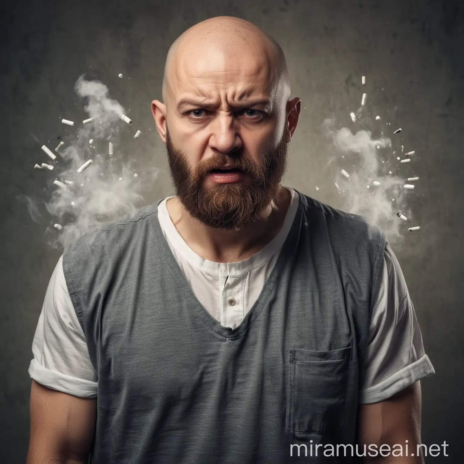 Angry Bald Man Confronts Drug Abuse