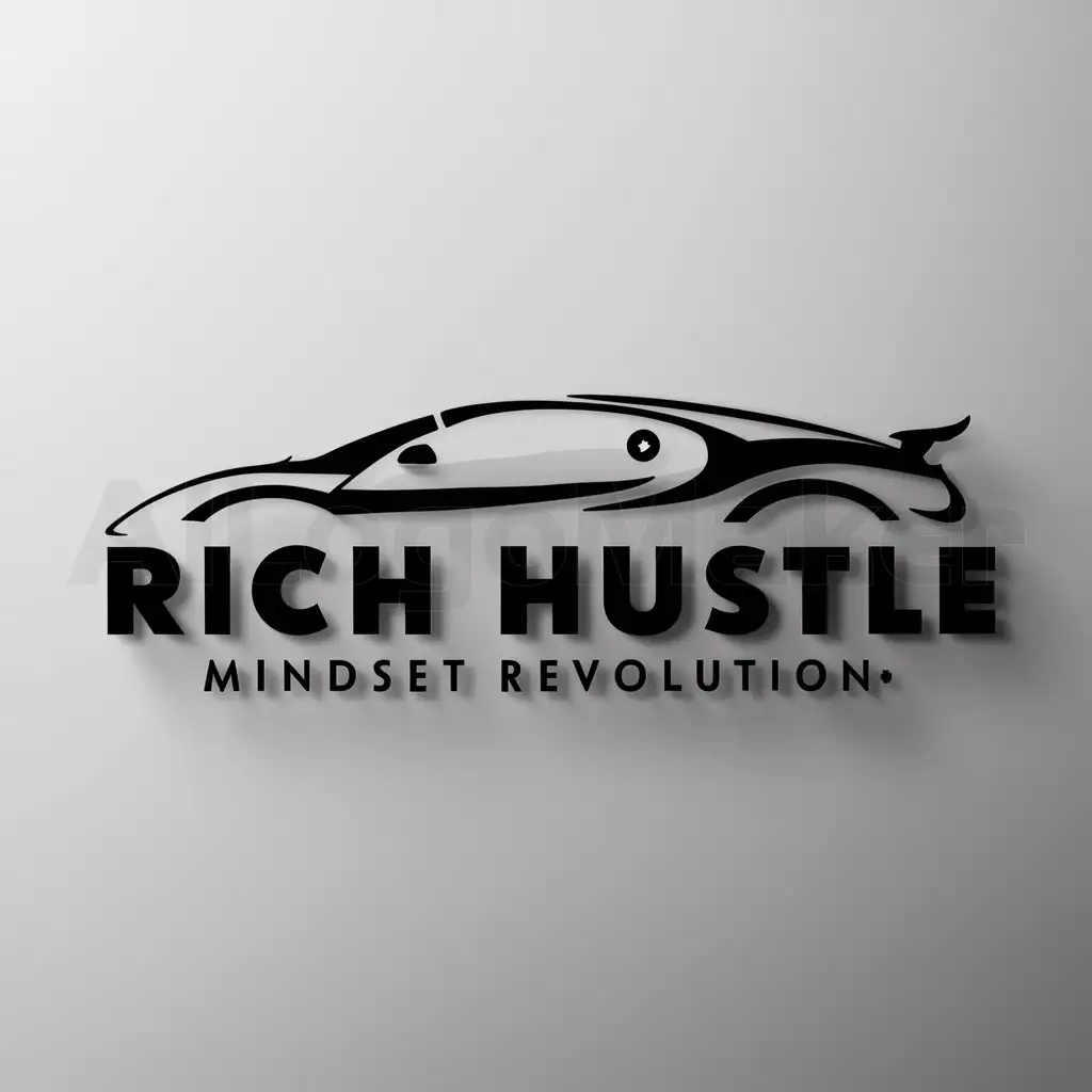 a logo design,with the text "Rich Hustle Mindset Revolution", main symbol:a Bugatti,Minimalistic,clear background