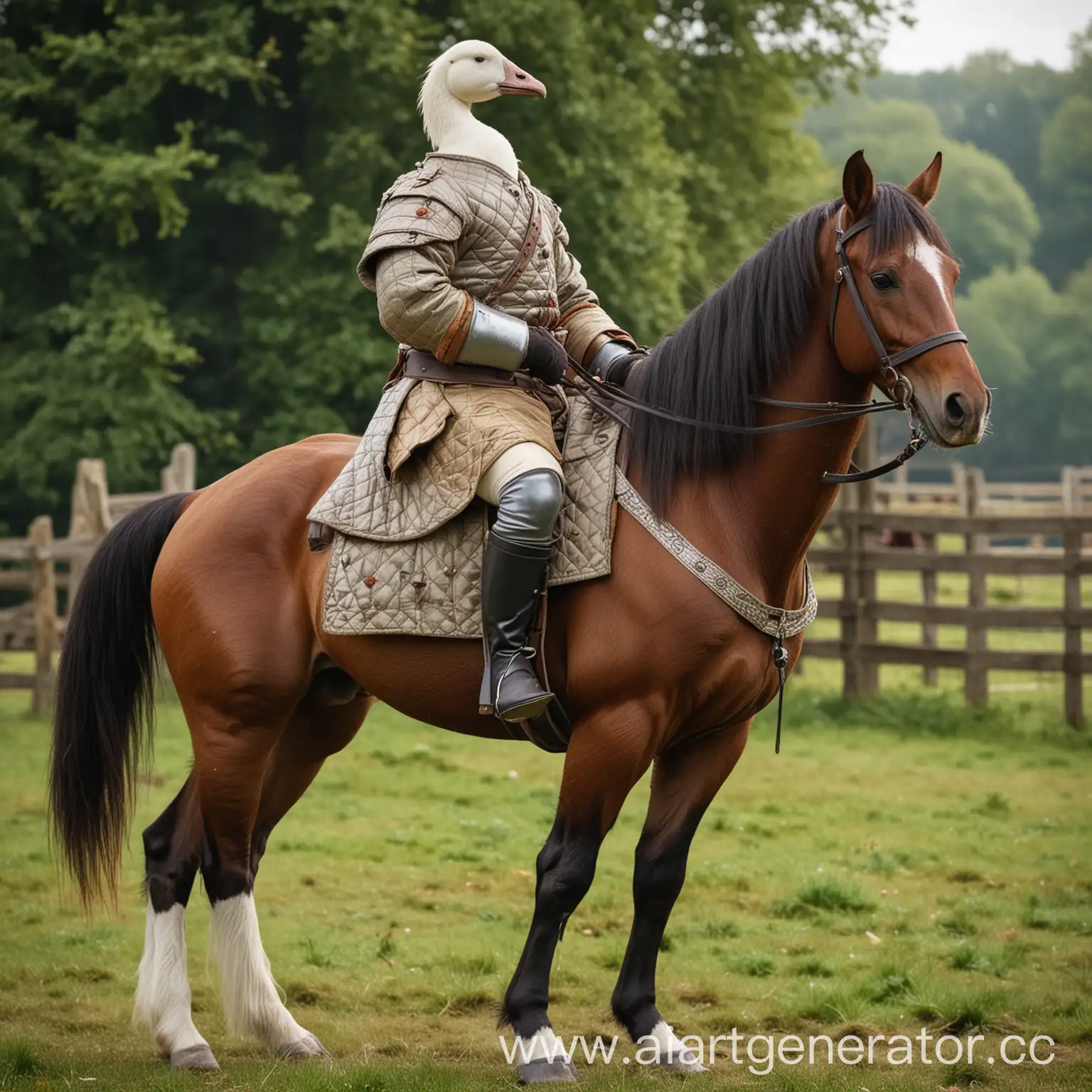 Medieval-Goose-Rider-in-Gambeson-atop-Horse