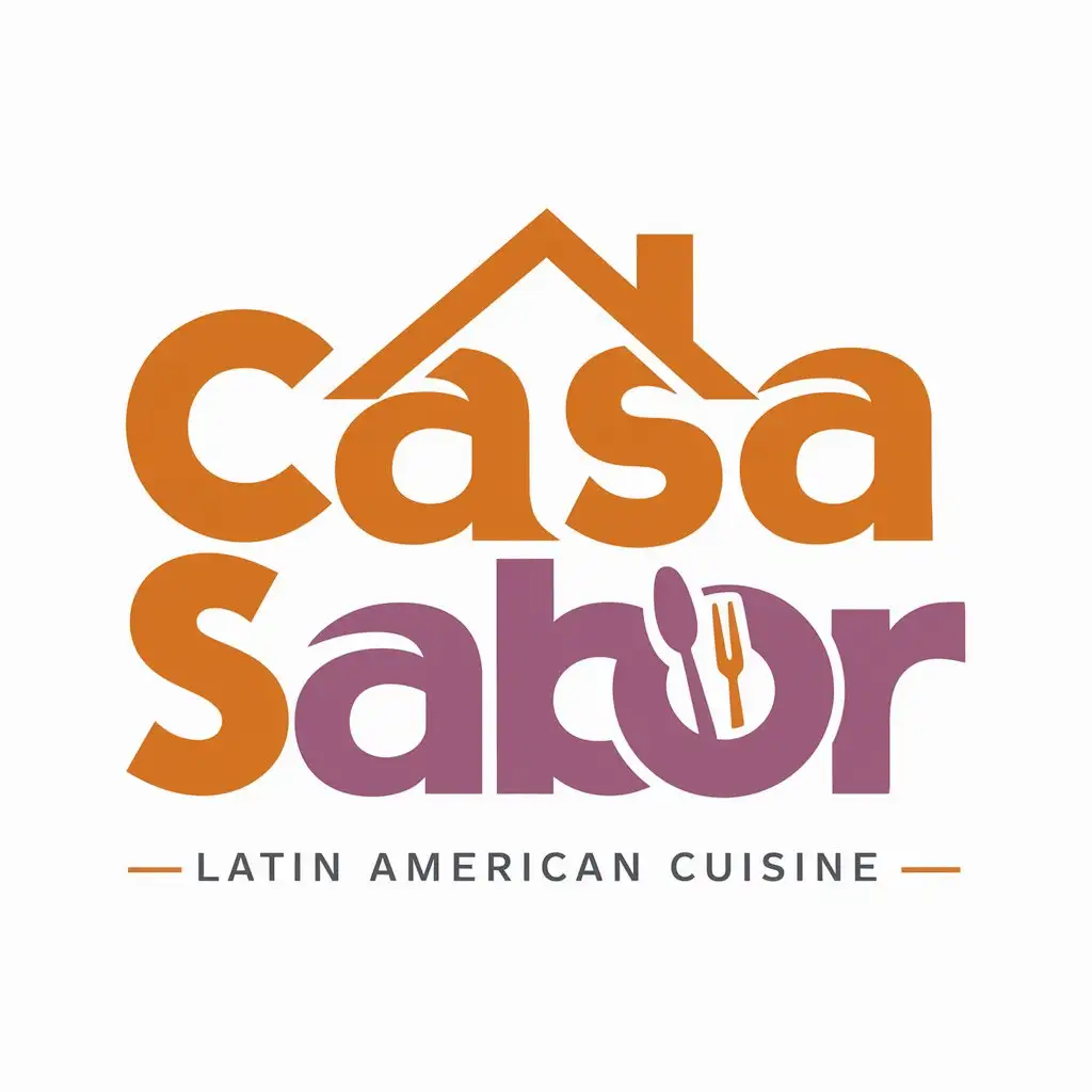 a logo design,with the text "casa sabor", main symbol:orange and lavender colors - we are a food brand with flavorful latin eats,Moderate,be used in Restaurant industry,clear background