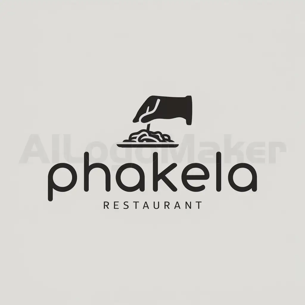 a logo design,with the text "phakela", main symbol:dishing up a plate of food,Minimalistic,be used in Restaurant industry,clear background