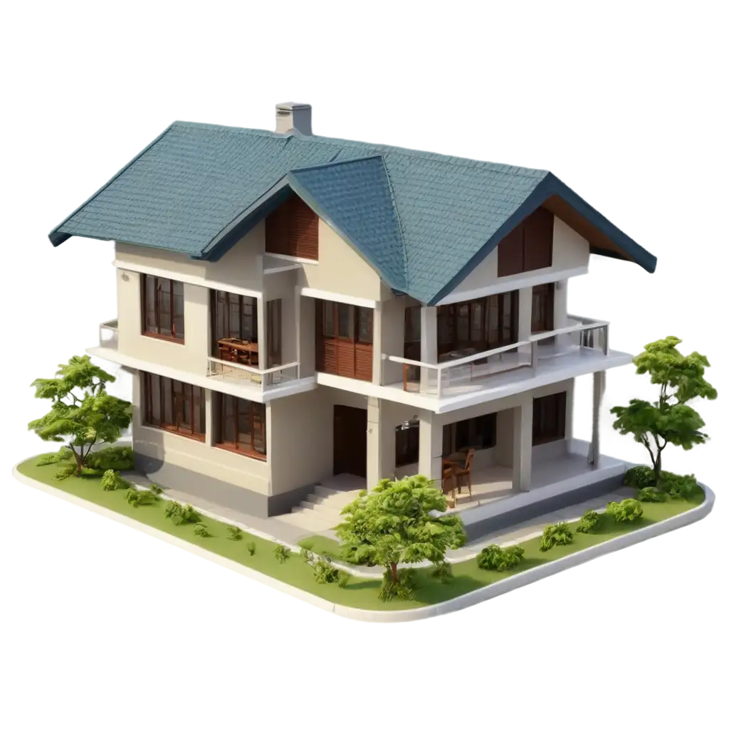 Beautiful-3D-Isometric-SingleStory-House-in-Rural-Area-PNG-Image