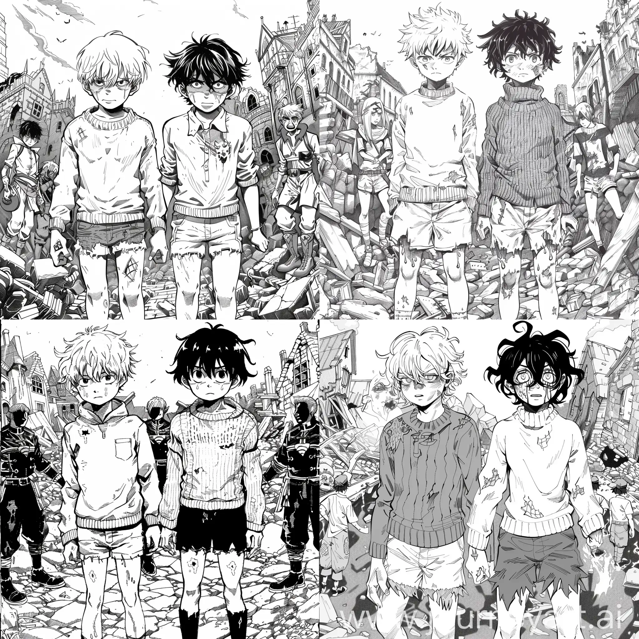 Adventurous-Teens-Amidst-Ruins-Emotional-Encounter-in-Manga-Style