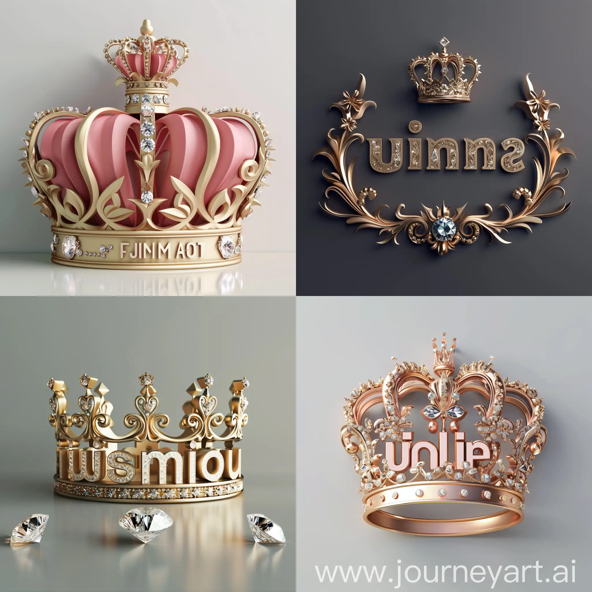 Elegant 3D typography with name Israel with and elegant crown and find diamond 