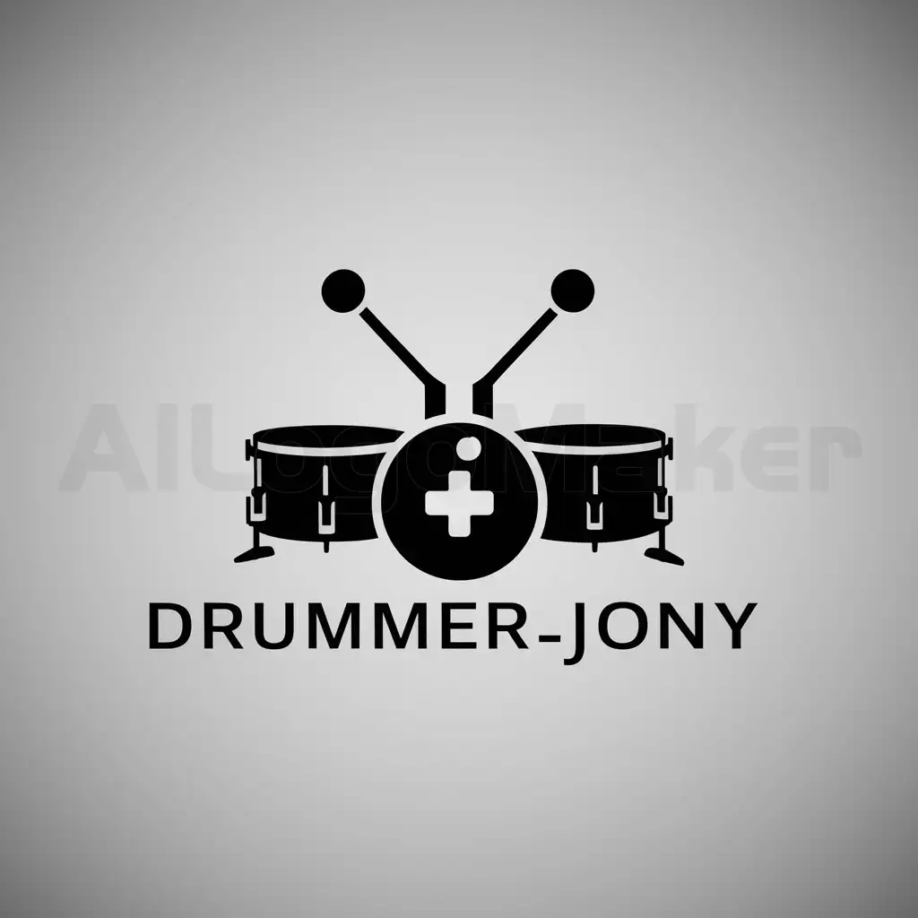 a logo design,with the text "Drummer_Jony", main symbol:Drum set and gaming joystick,Moderate,be used in Entertainment industry,clear background
