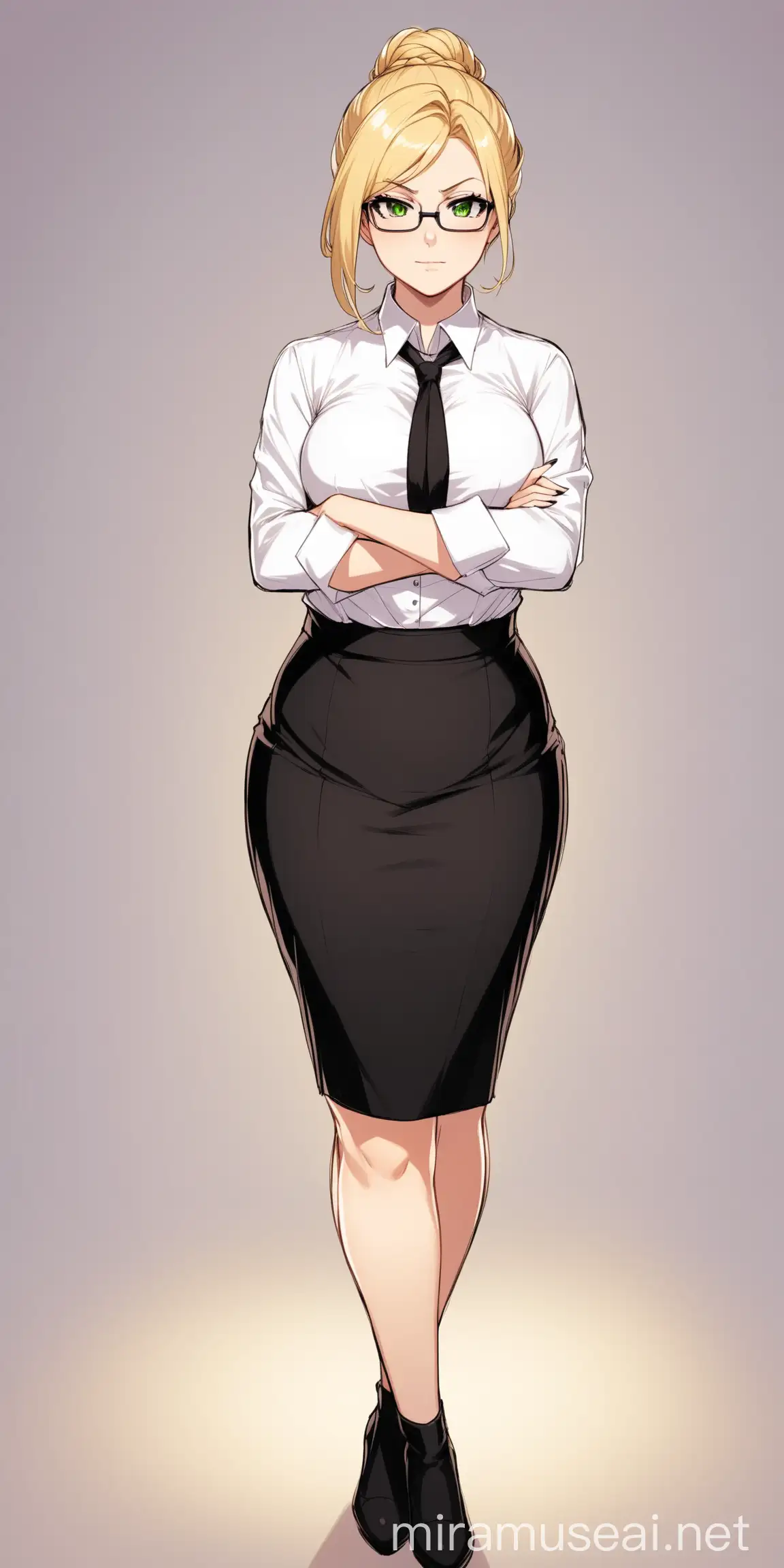 Glynda Goodwitch RWBY Standing with Arms Crossed and Confident Stance