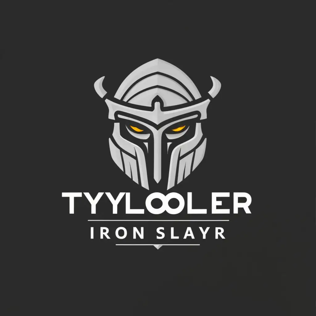 LOGO-Design-For-Tylooler-Futuristic-Iron-Slayer-Helmet-in-3D-Greyscale