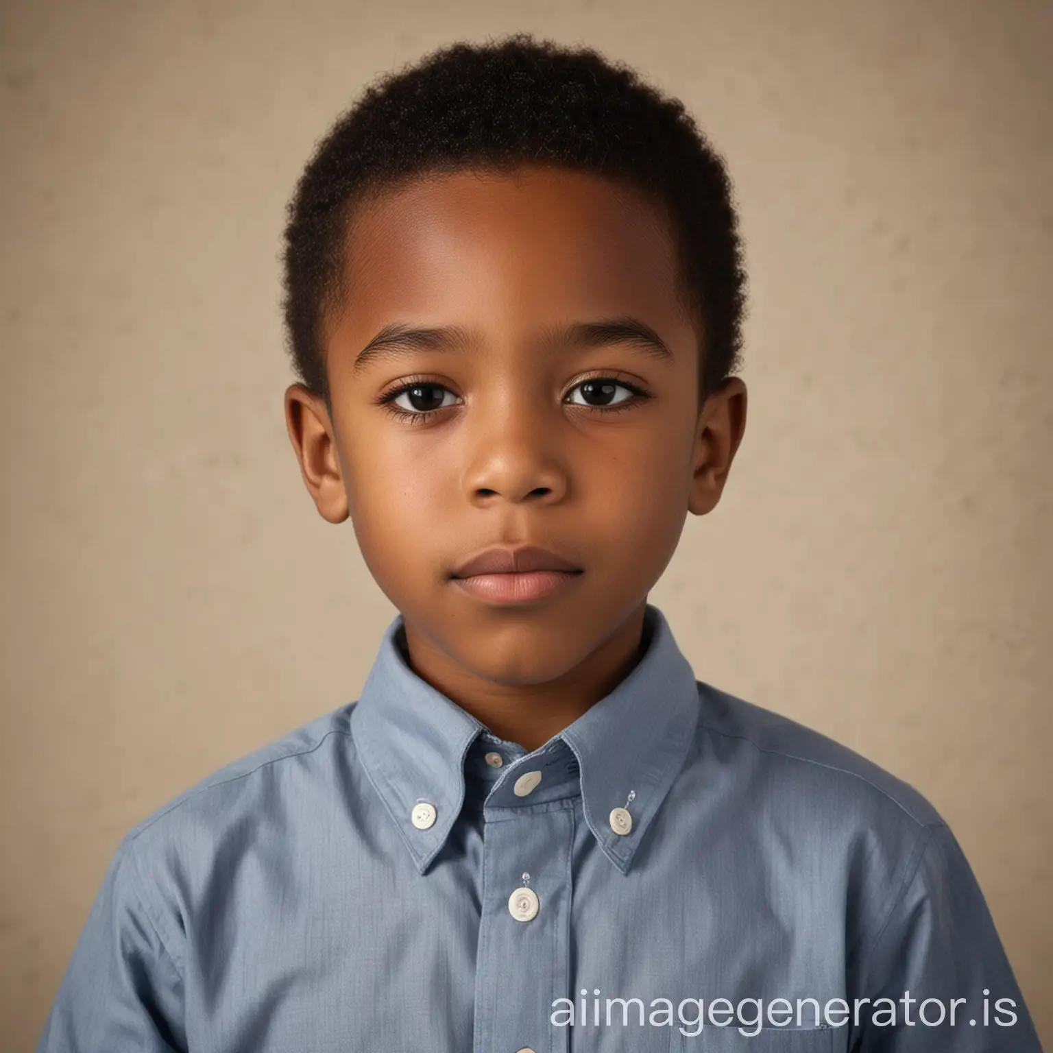 Portrait of Young Black Boy in a Collared Shirt | AI Image Generator