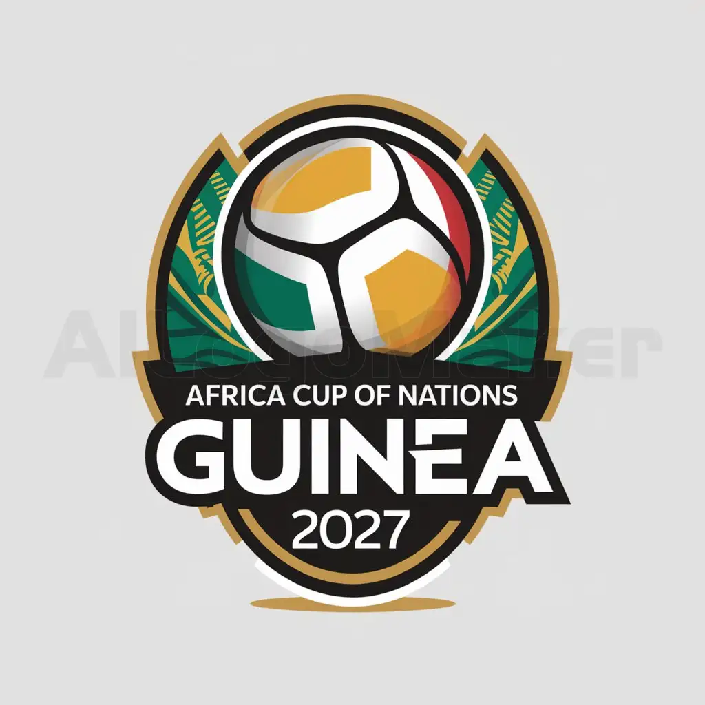 a logo design,with the text "Africa cup of nations Guinea 2027", main symbol:Guinea flag, Football,Moderate,clear background