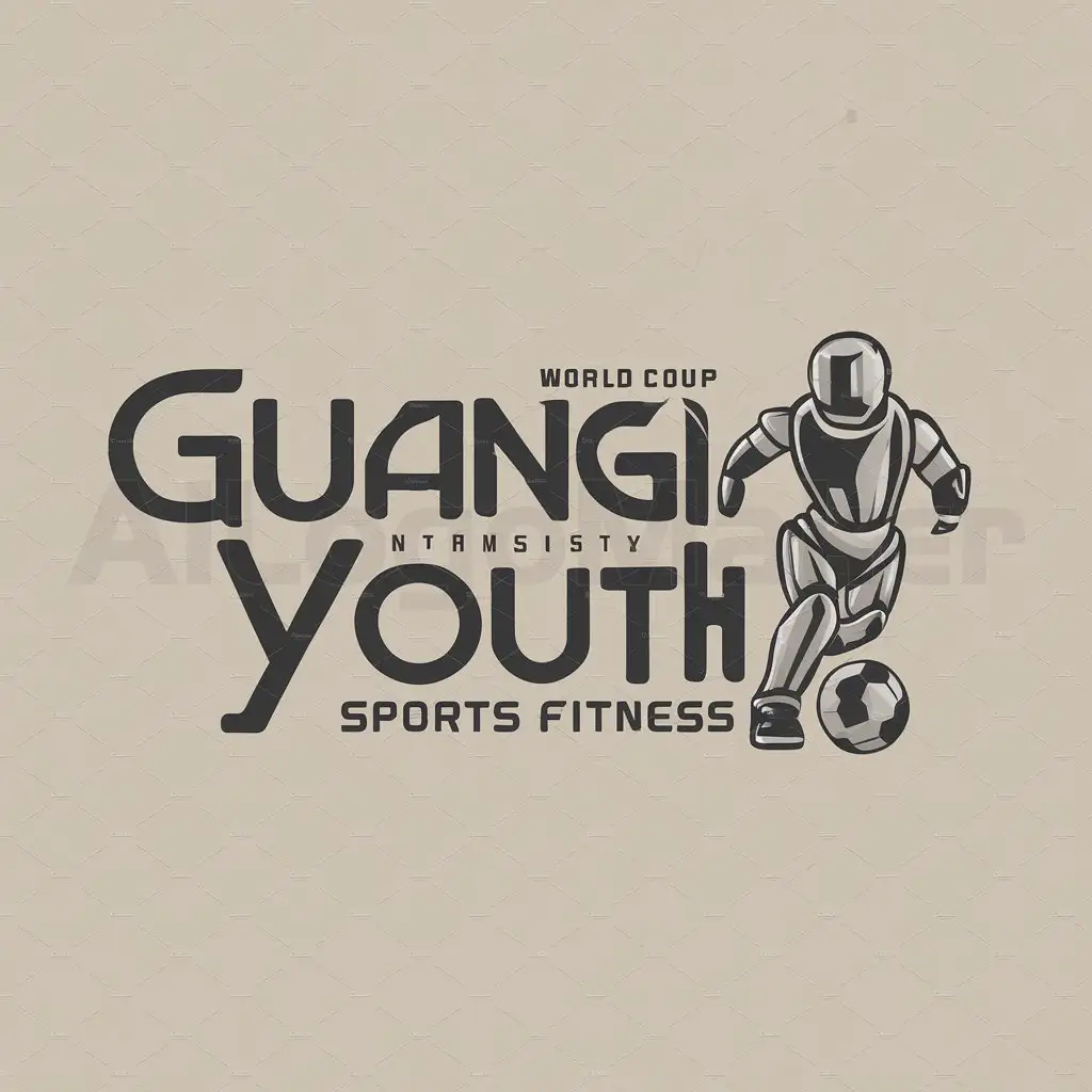 a logo design,with the text "Guangxi youth", main symbol:World Cup robot soccer,Moderate,be used in Sports Fitness industry,clear background