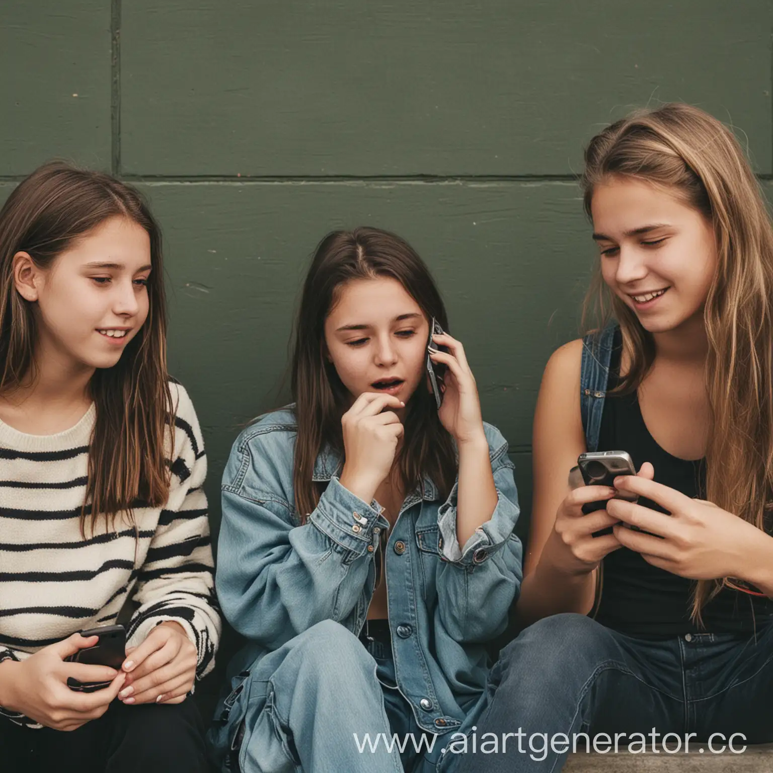 подростки в телефонах