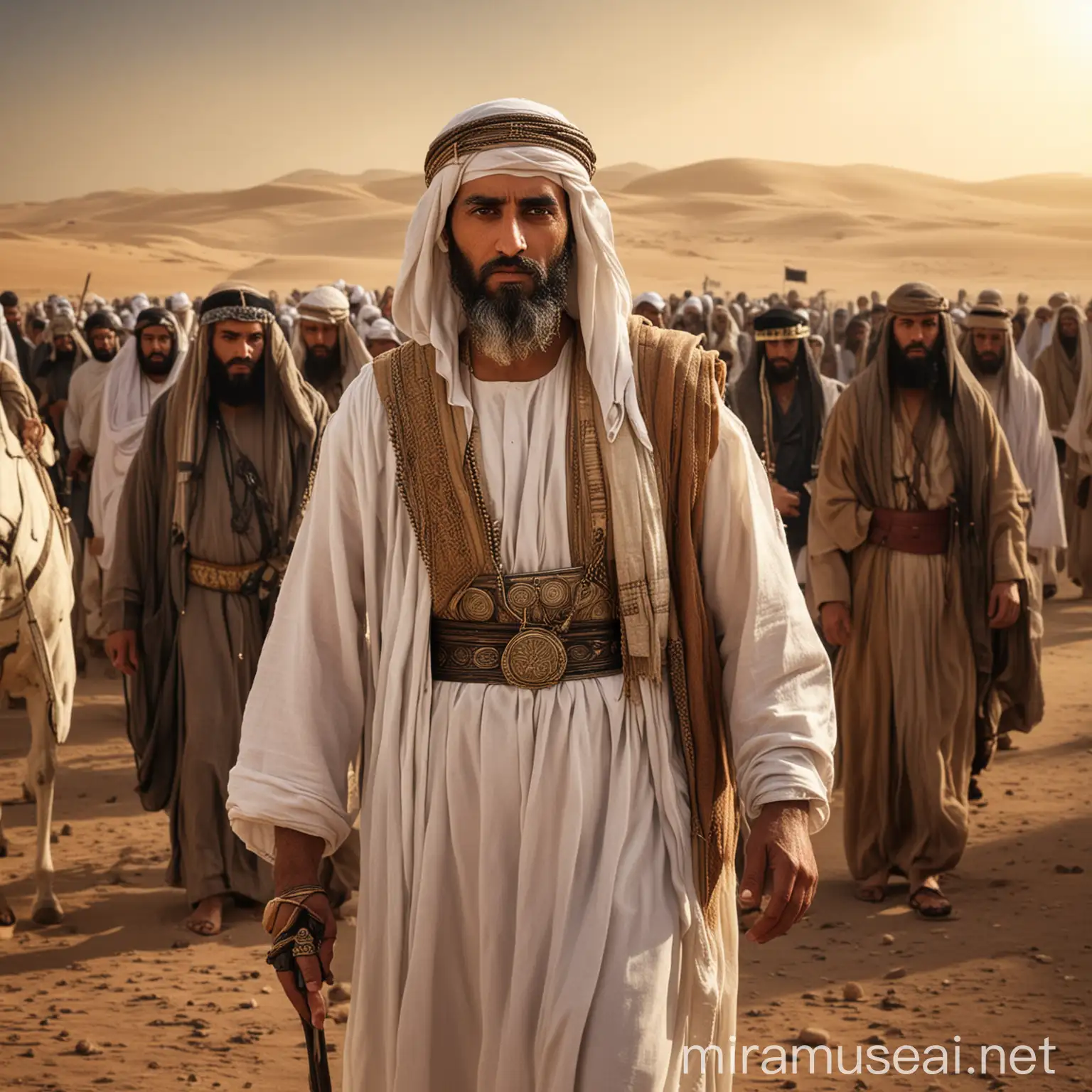 Arabian Man Leading His Follower in Ancient Middle East