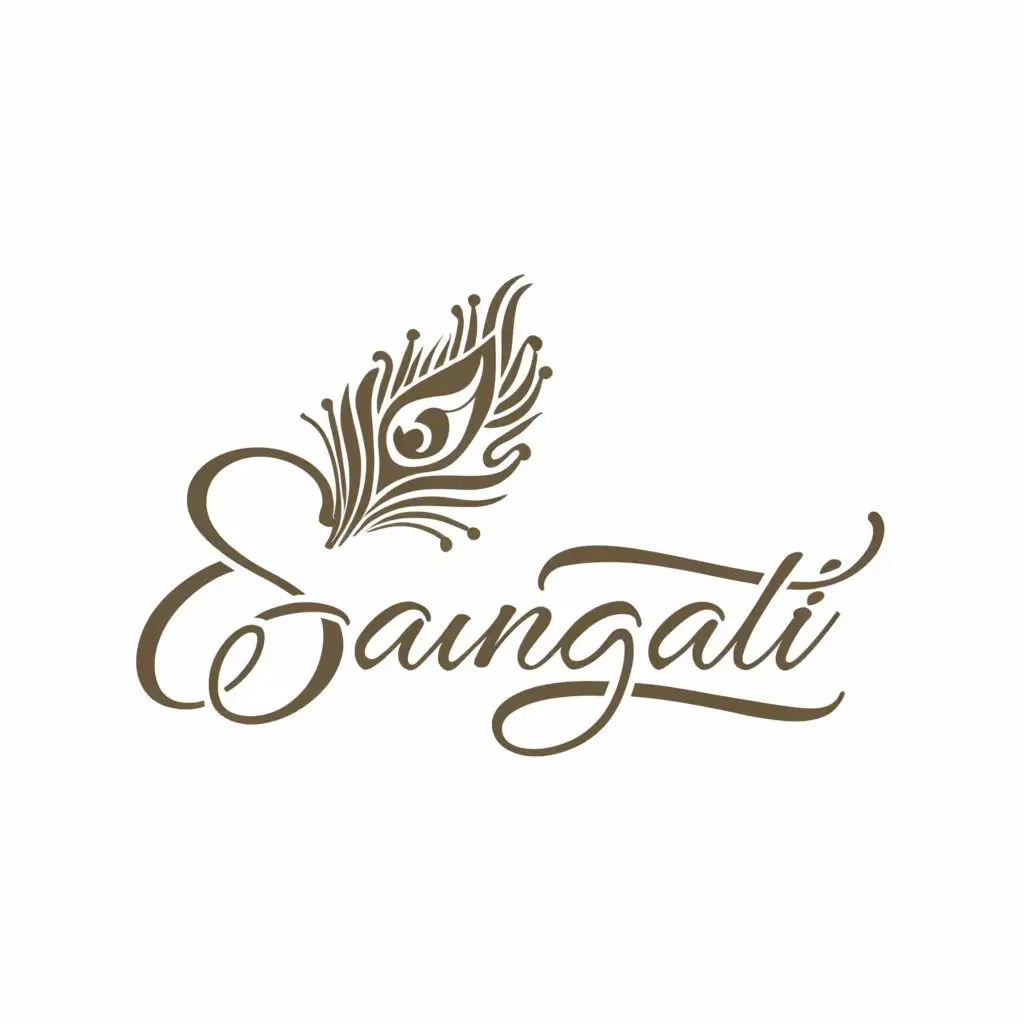 a logo design,with the text "Sangati", main symbol:Peacock feathers, beautiful indian culture logo, highly detailed.,Moderate,be used in Religious industry,clear background