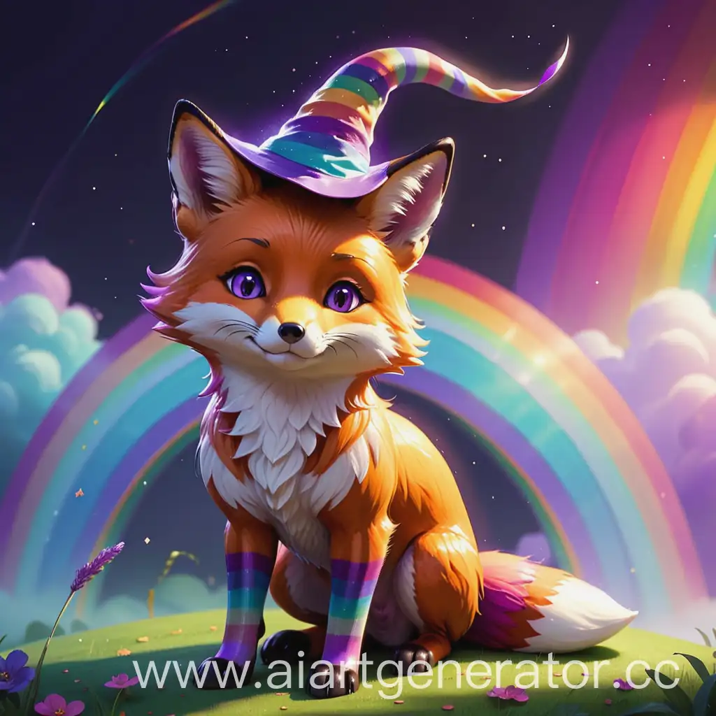 Realistic-Fox-Embarks-on-Colorful-Rainbow-Journey