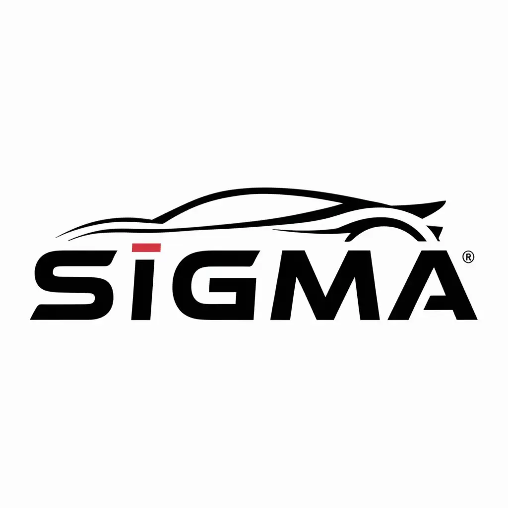 a logo design,with the text "SIGMA", main symbol:on the backdrop silhouette car,Moderate,be used in Automotive industry,clear background