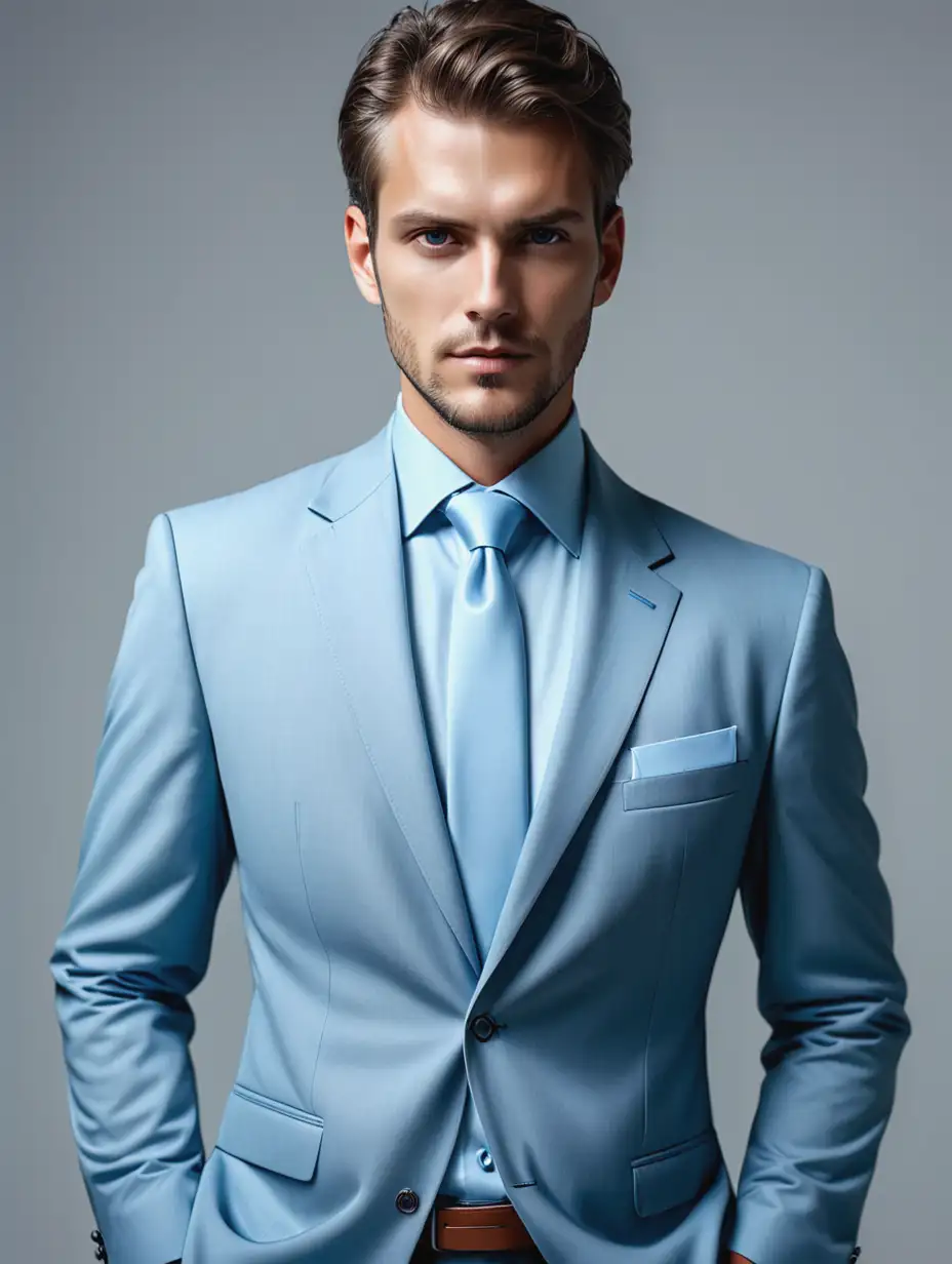 Businessman in Light Blue Shirt and Suit