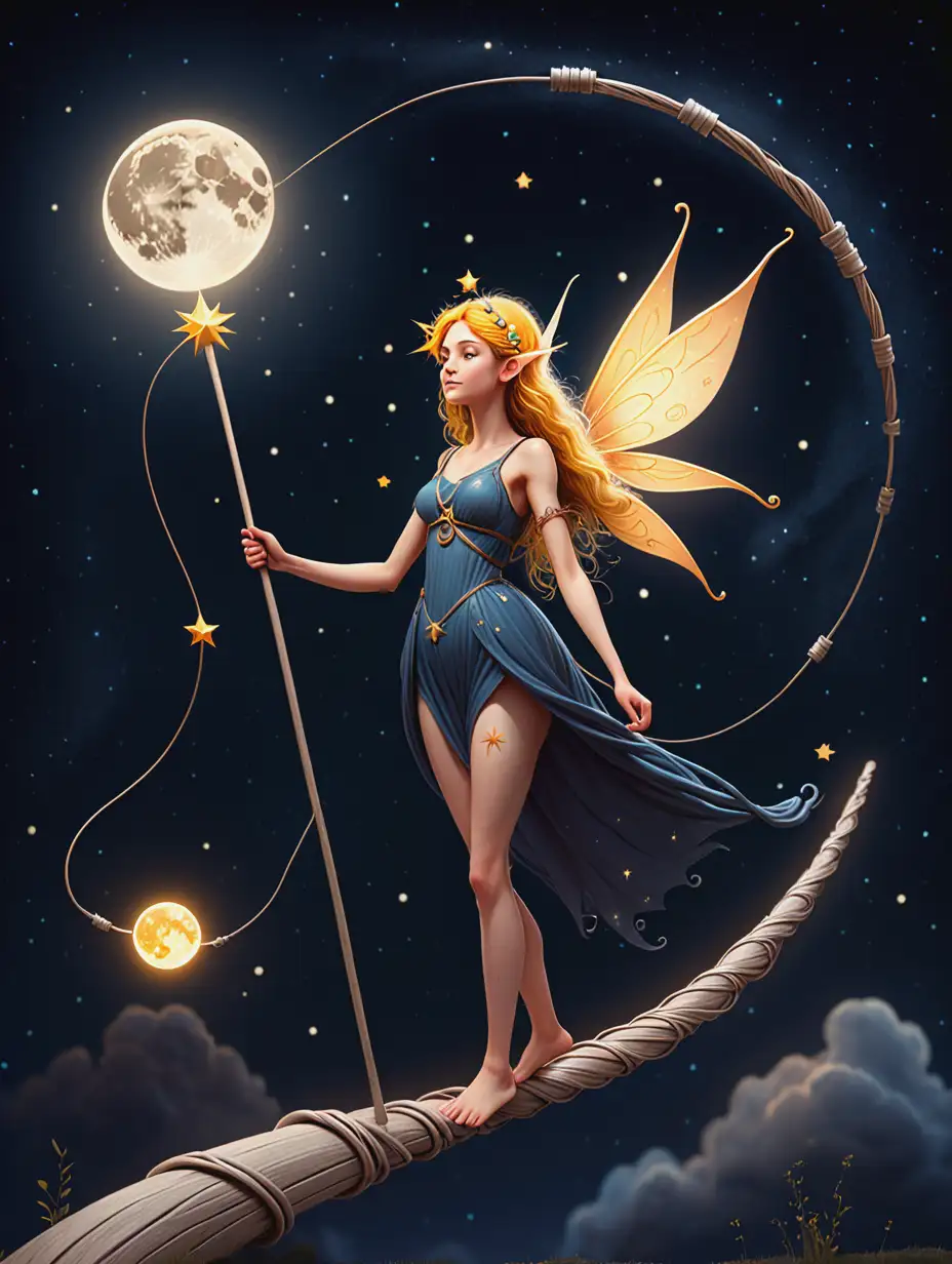 Night-Fairy-Walking-on-a-Celestial-Cable-with-Balance-Stick