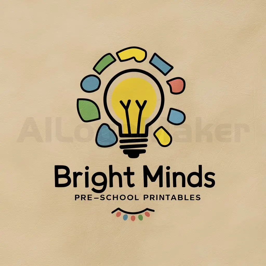 a logo design,with the text "Bright minds", main symbol:Logo for pre school printables on etsy to sell digital products,Moderate,clear background