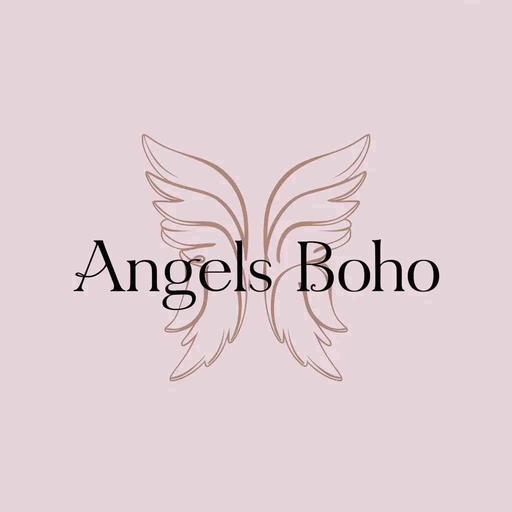 a logo design,with the text "Angels boho", main symbol:Angels wing,Moderate,clear background